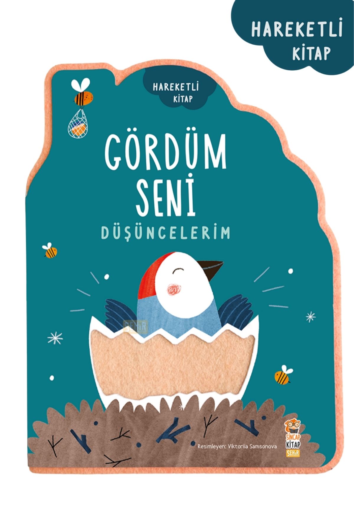 Sincap Kitap Gördüm Seni Düşüncelerim 1+ Yaş için Keçeli ve Hareketli Sayfalı Yeni Eğitici Öykü-Masal Kitabı