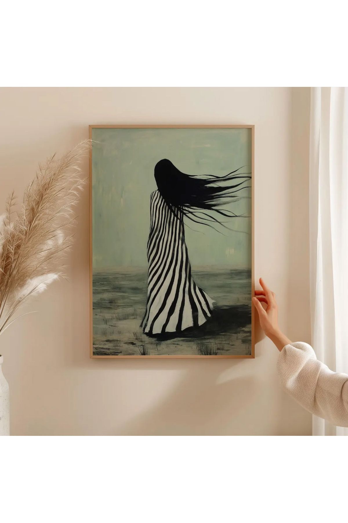 Dekorsiahome Tek Parça Ahşap Çerçeveli Oturma Odası Salon Mutfak Tablo TK0623
