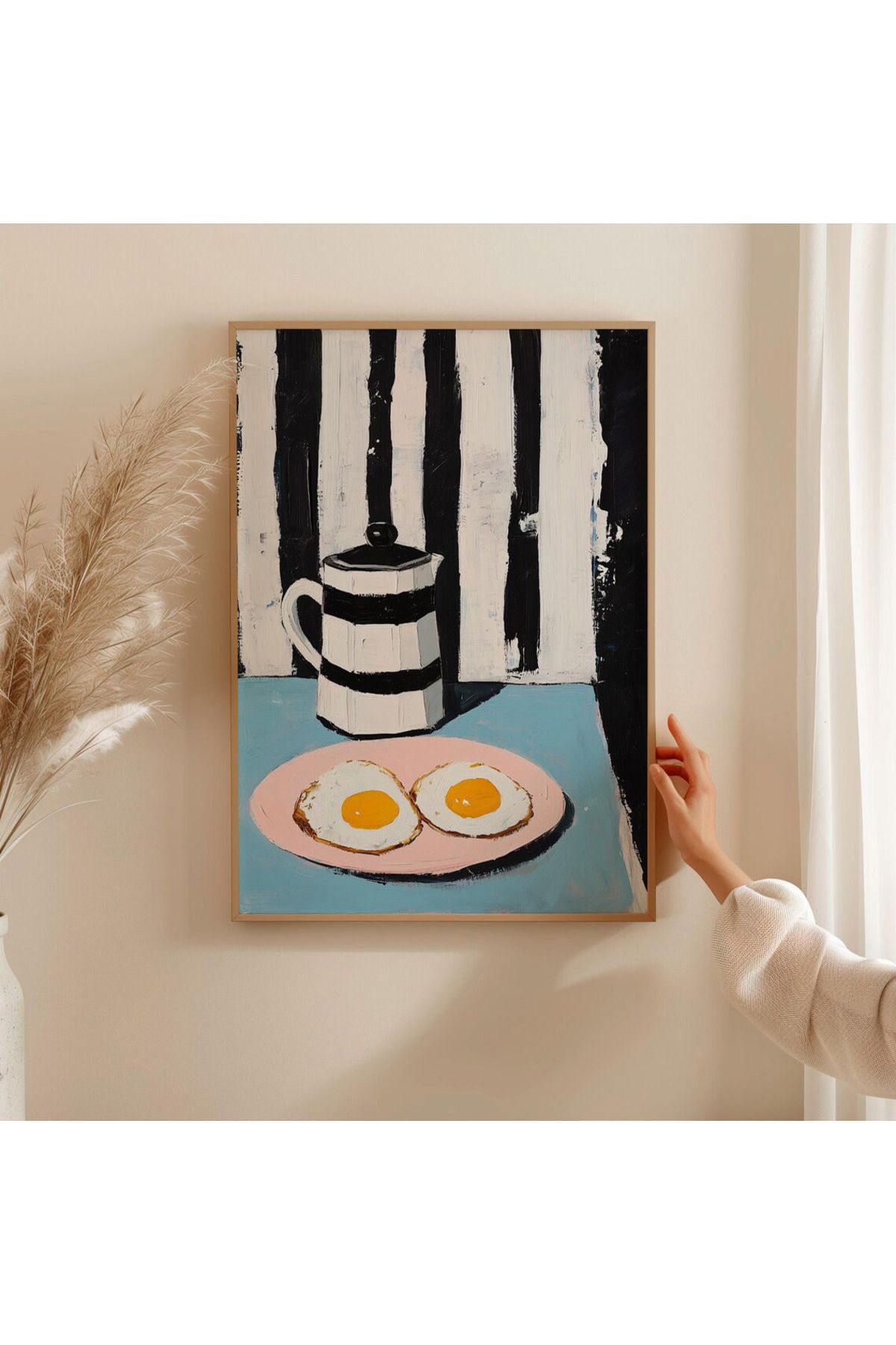 Dekorsiahome Tek Parça Ahşap Çerçeveli Oturma Odası Salon Mutfak Tablo TK0627