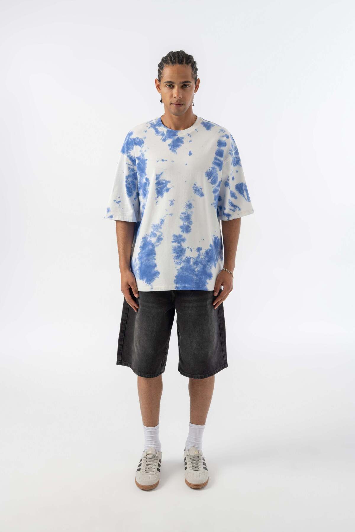 jaceyjace Batik Oversize T-shirt - Saks Mavi