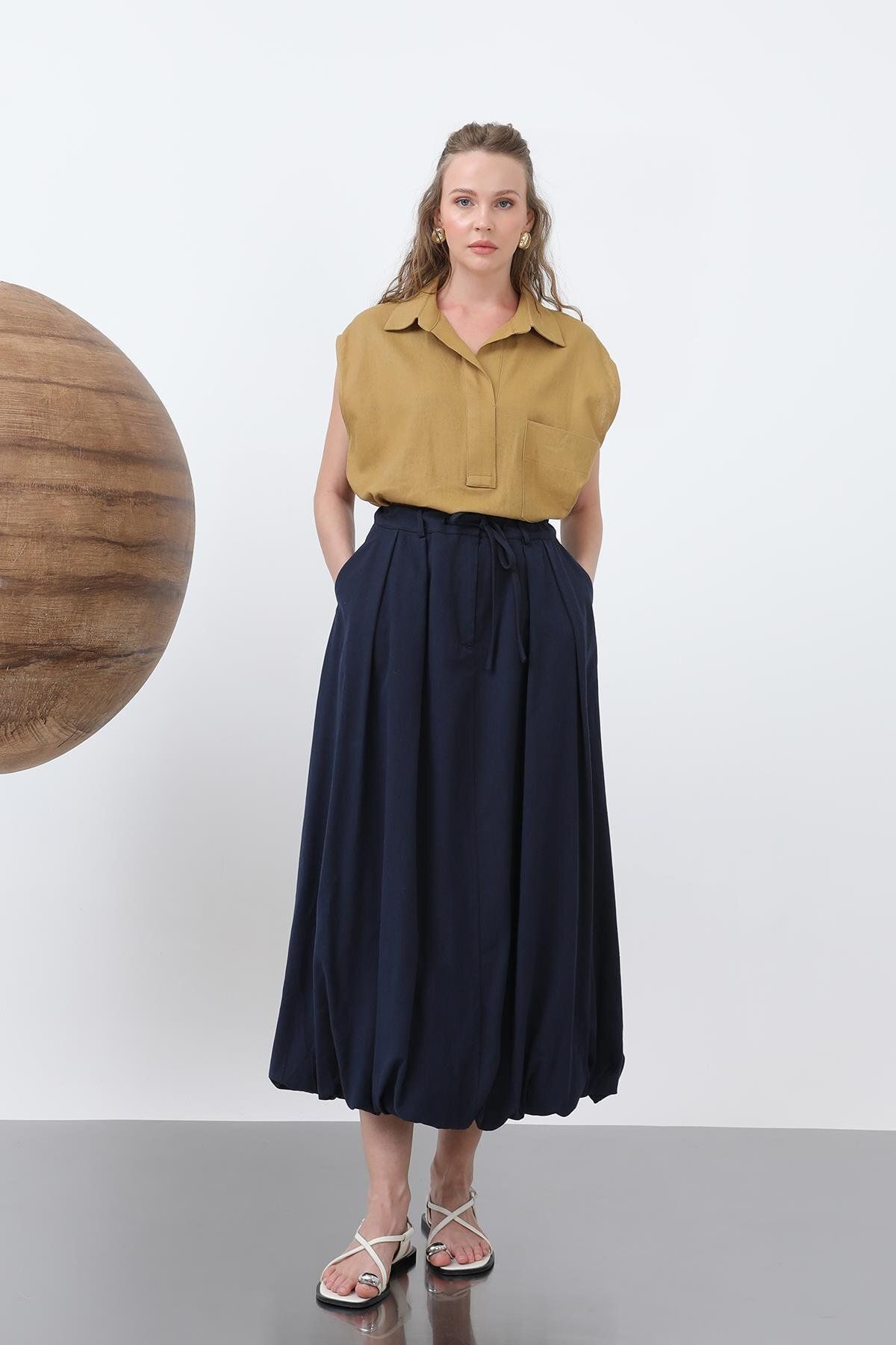 Soul Kadın Denim Balon Etek - 32309ETK - NAVY