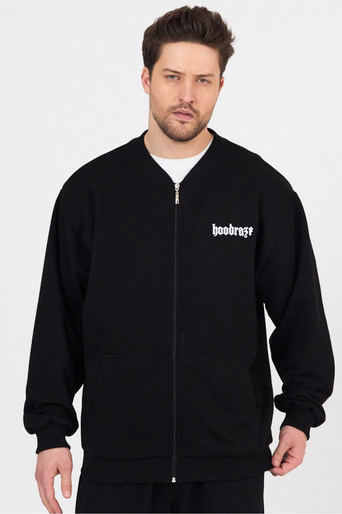 Hoodraze Erkek Pilot Yaka Sweatshirt Ceket