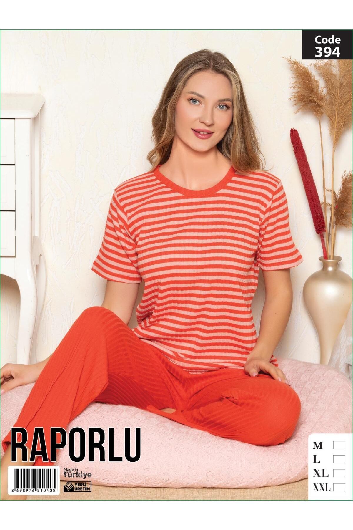 ZİRVE HOMEWEAR Çizgili Kısa Kollu Pijama Takımı