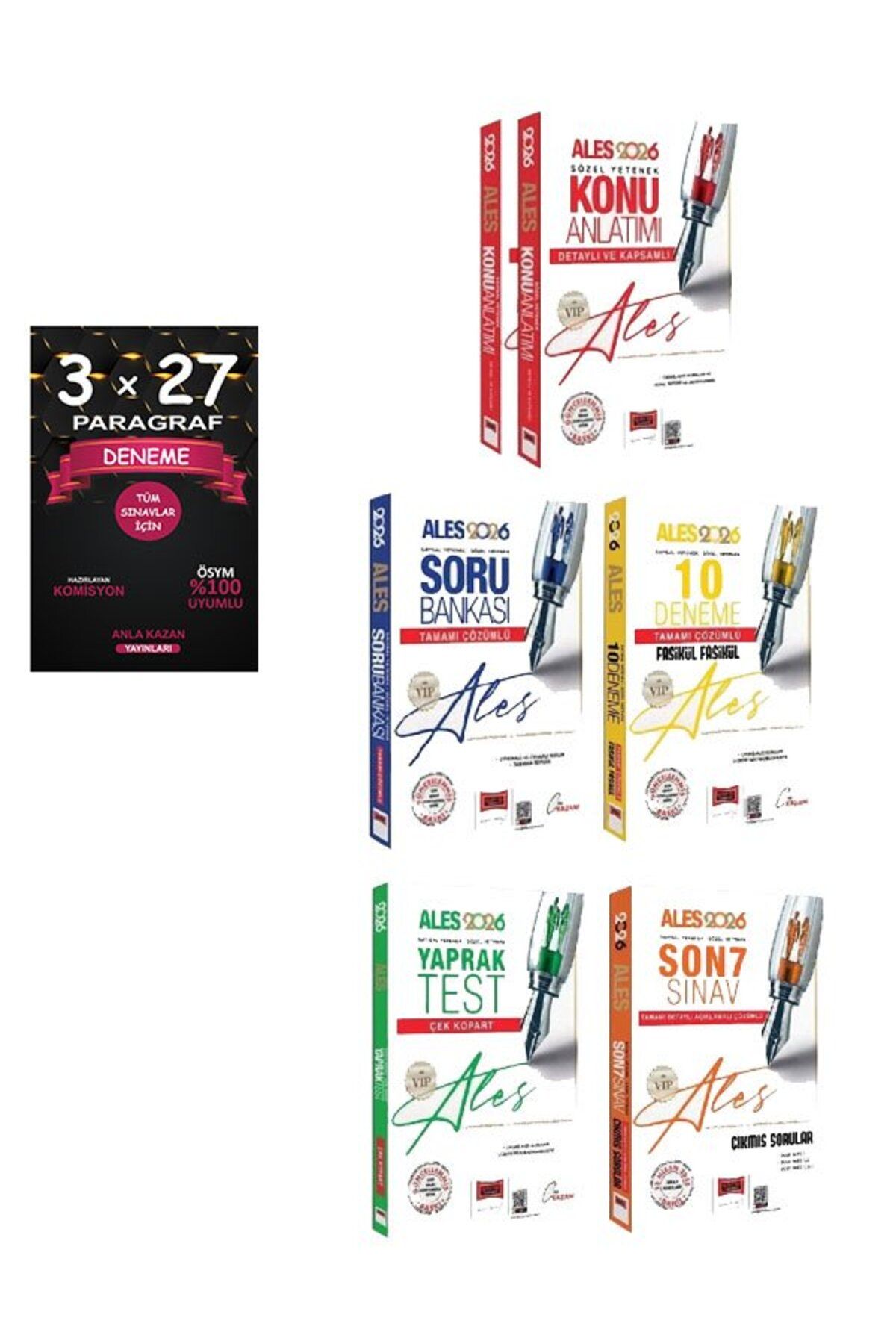 Anla Kazan Yayınları Yargı 2026 ALES VIP Konu + Soru Bankası + 10 Deneme + Yaprak Test + Son 7 Sınav Çıkmış 5 li Set+Anl