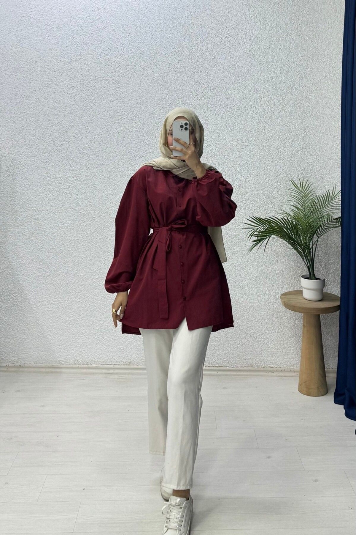 lurex moda Bağlamalı Balon Kol Gömlek