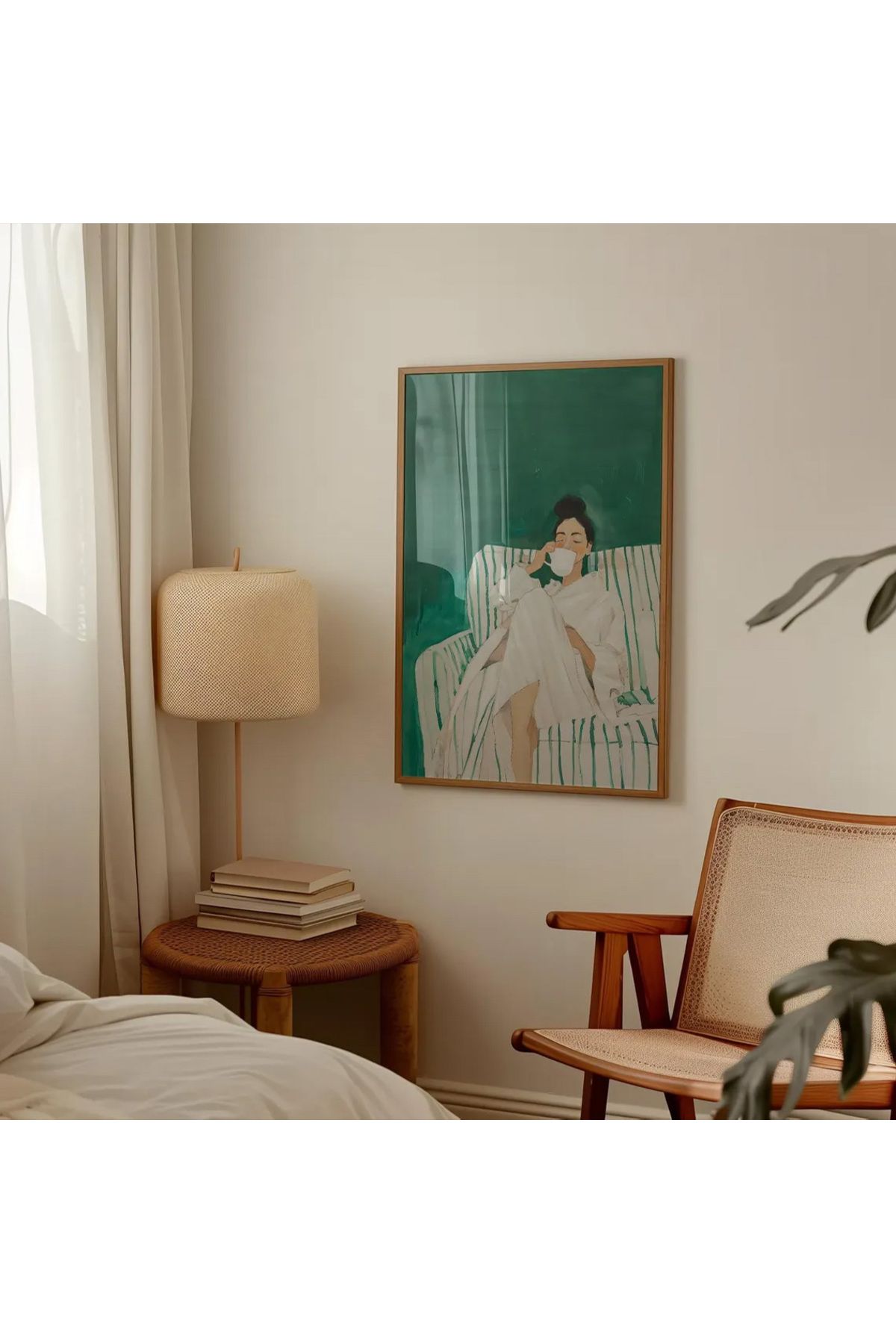 Dekorsiahome Tek Parça Ahşap Çerçeveli Oturma Odası Salon Mutfak Tablo TK0581