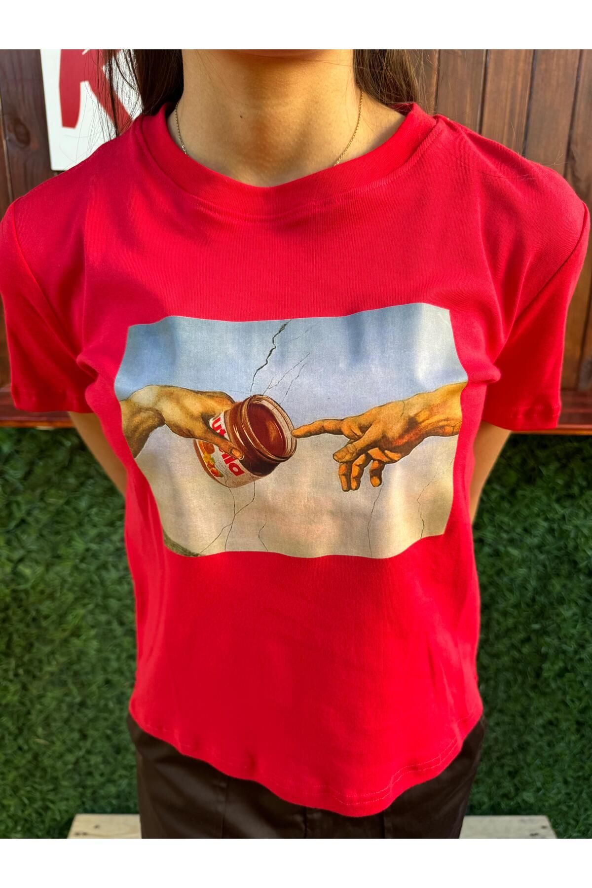 Butik Michelangelo chocolate/ Kadın Kırmızı Renk T-Shirt