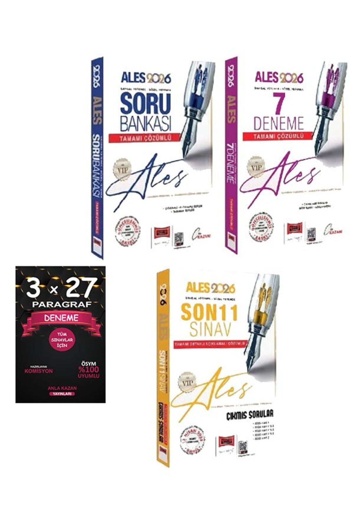 Anla Kazan Yayınları Yargı 2026 ALES VIP Soru Bankası + 7 Deneme + Son 11 Sınav Çıkmış Sorular 3 lü Set+Anla Kazan Parag