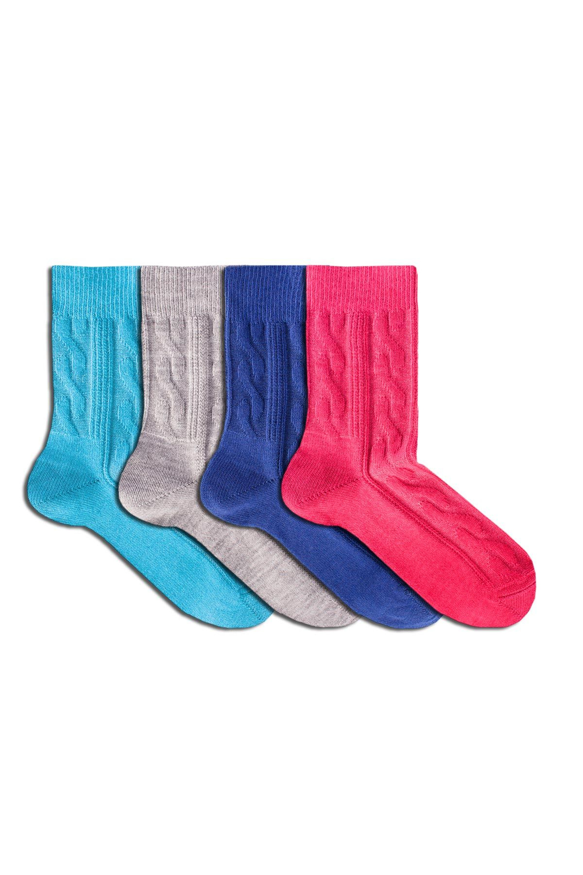 Pirin Hill Cutie Cu 4 Perechi De Șosete Groase Din Lână - Gri, Turcoaz, Fuchsia, Albastru Unisex - 39–42