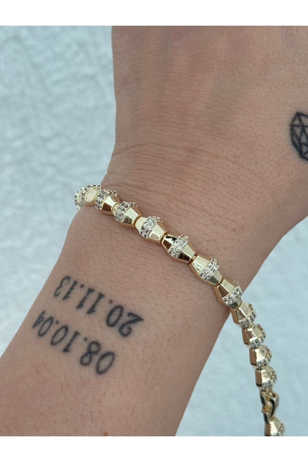 MyladyAccessoriess Geometrik Zirkon Taş Detay Çelik Bileklik