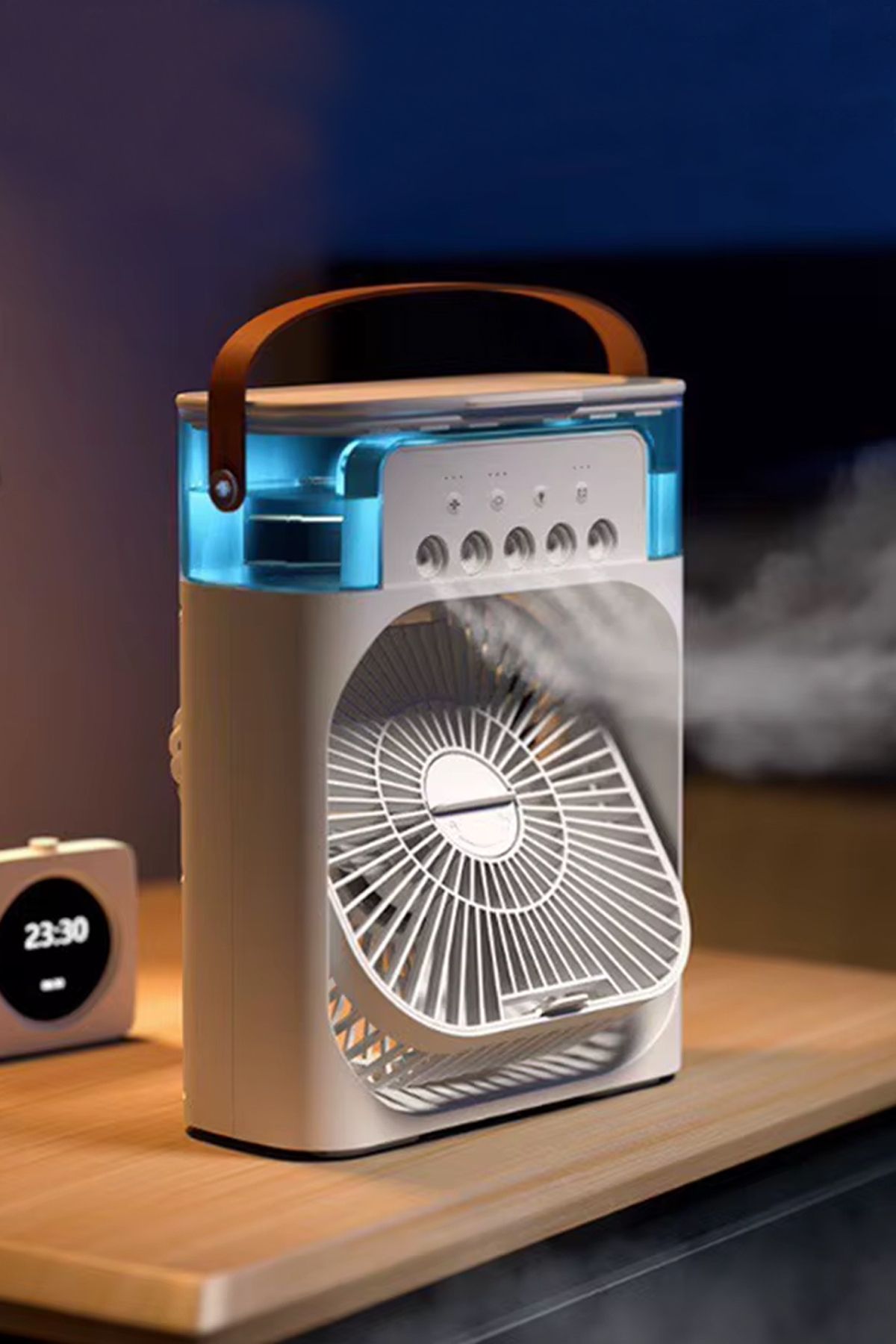 The Wlue Buzlu Vantilatör 600ml Buharlı Nemlendirici Fan Zaman Ayarlı / RGB Işıklı / Ayarlanabilir Hız
