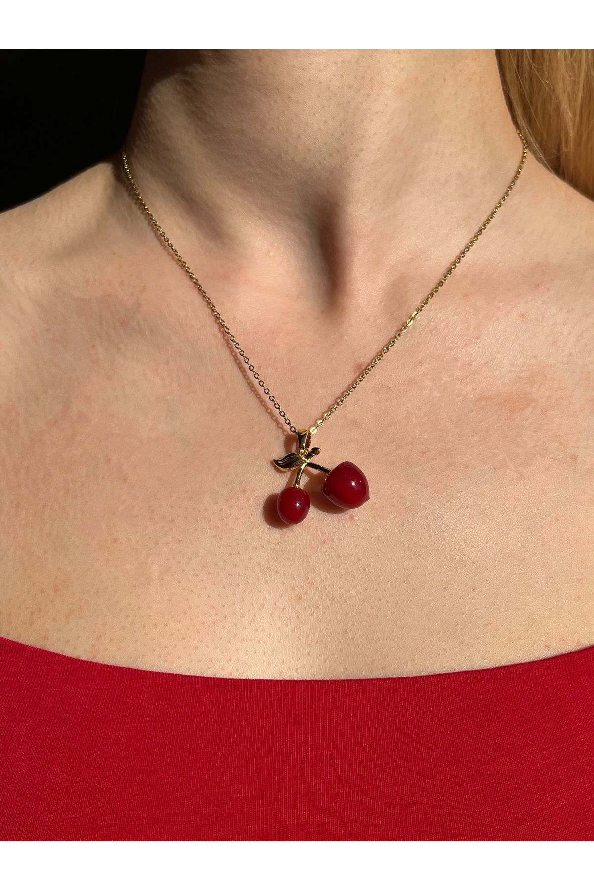 B&E SHİNE JEWERLY “Kararmaz Çelik Kiraz Kolye