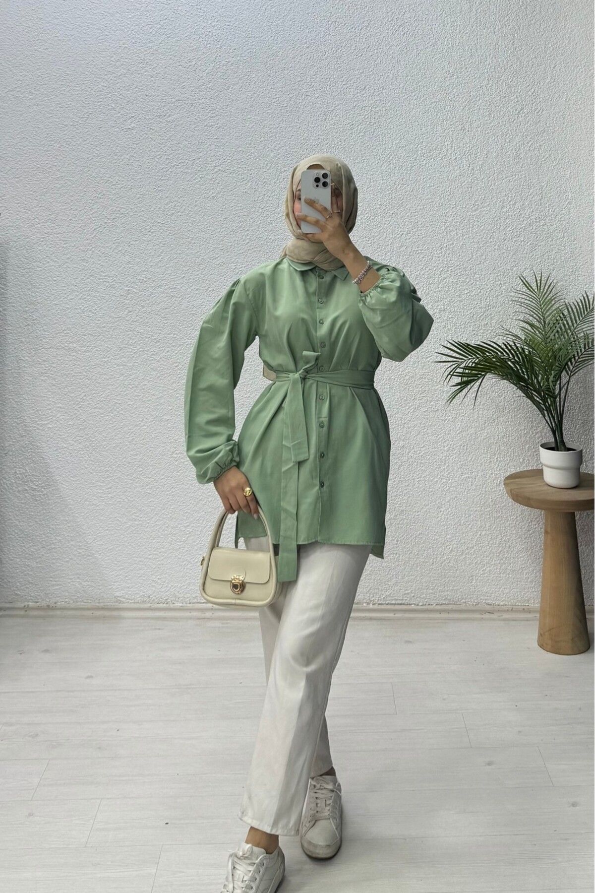 lurex moda Bağlamalı Balon Kol Gömlek