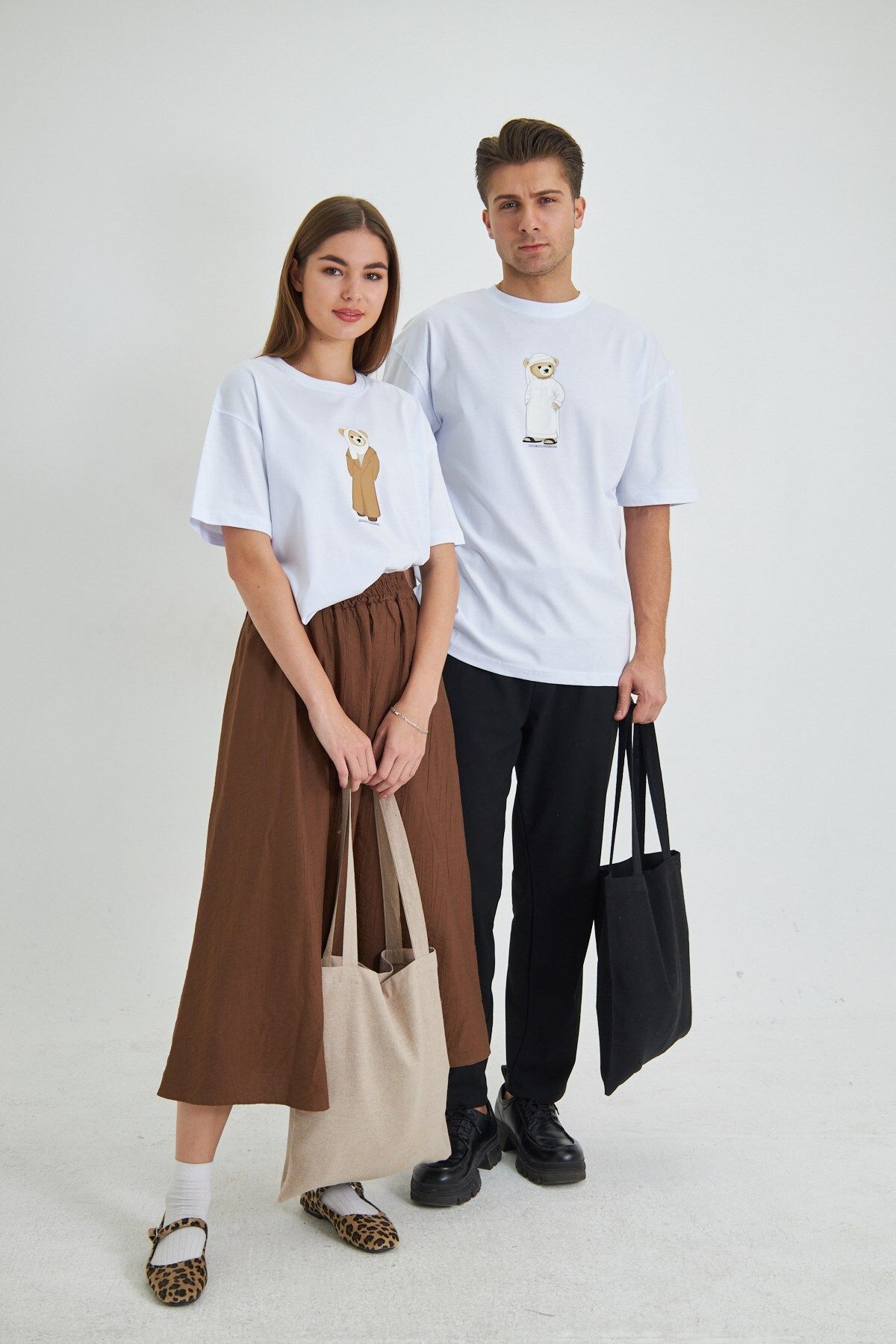 The Champ Clothing Kadın Special Edition Ayıcık Baskılı Beyaz Tişört