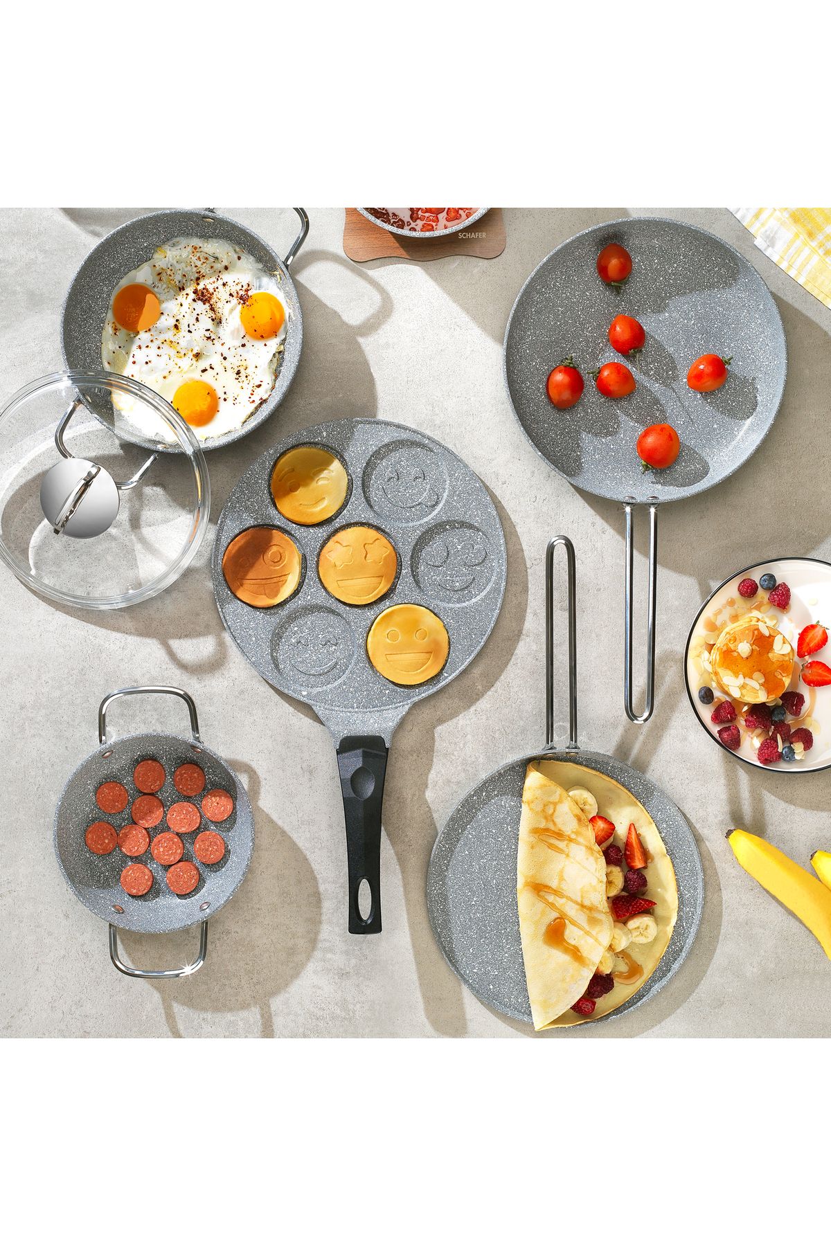 Schafer Breakfast Pişirme Seti 7 Parça-Gri
