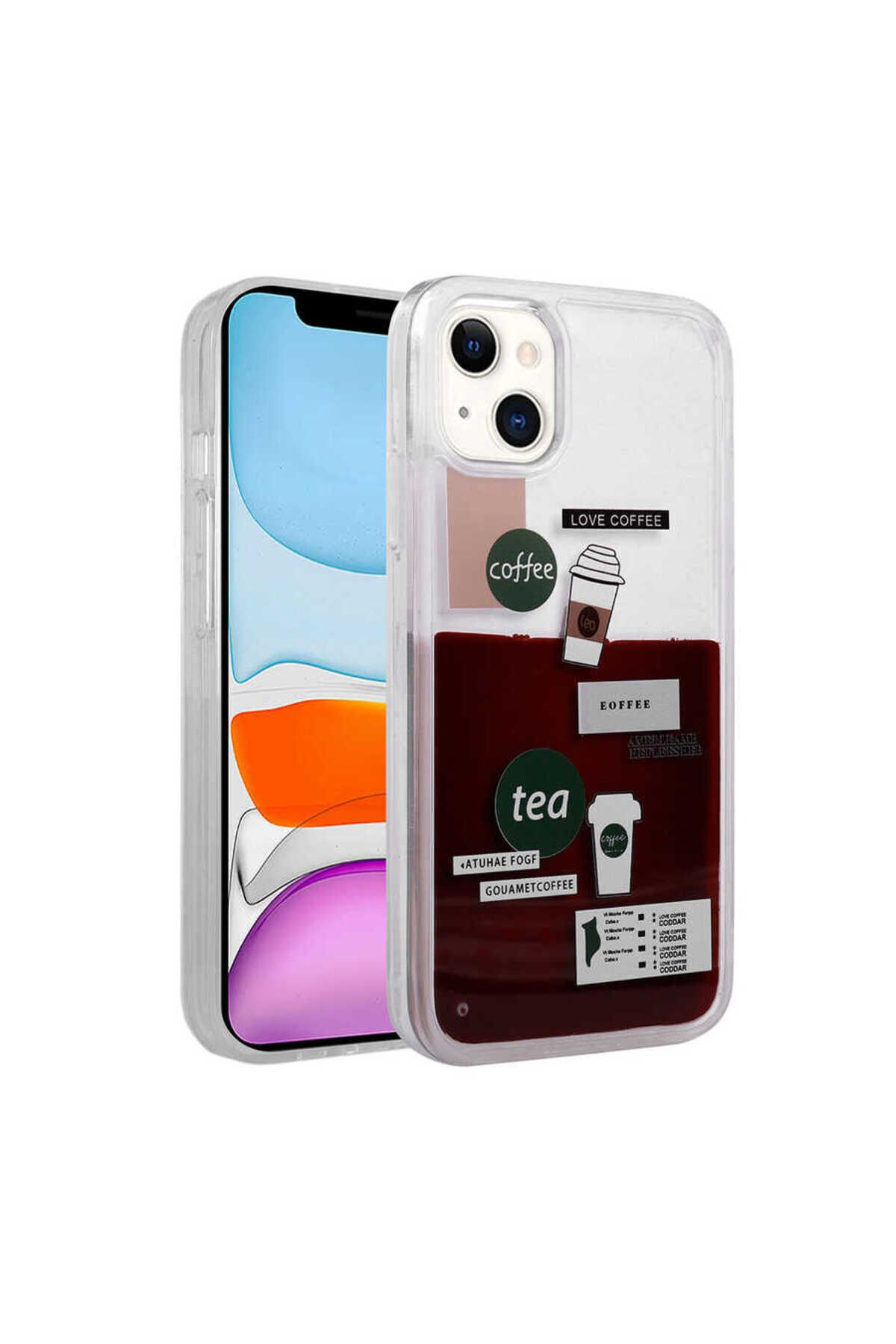 Teleplus iPhone 14 Kılıf Sıvı Desenli Drink Kapak
