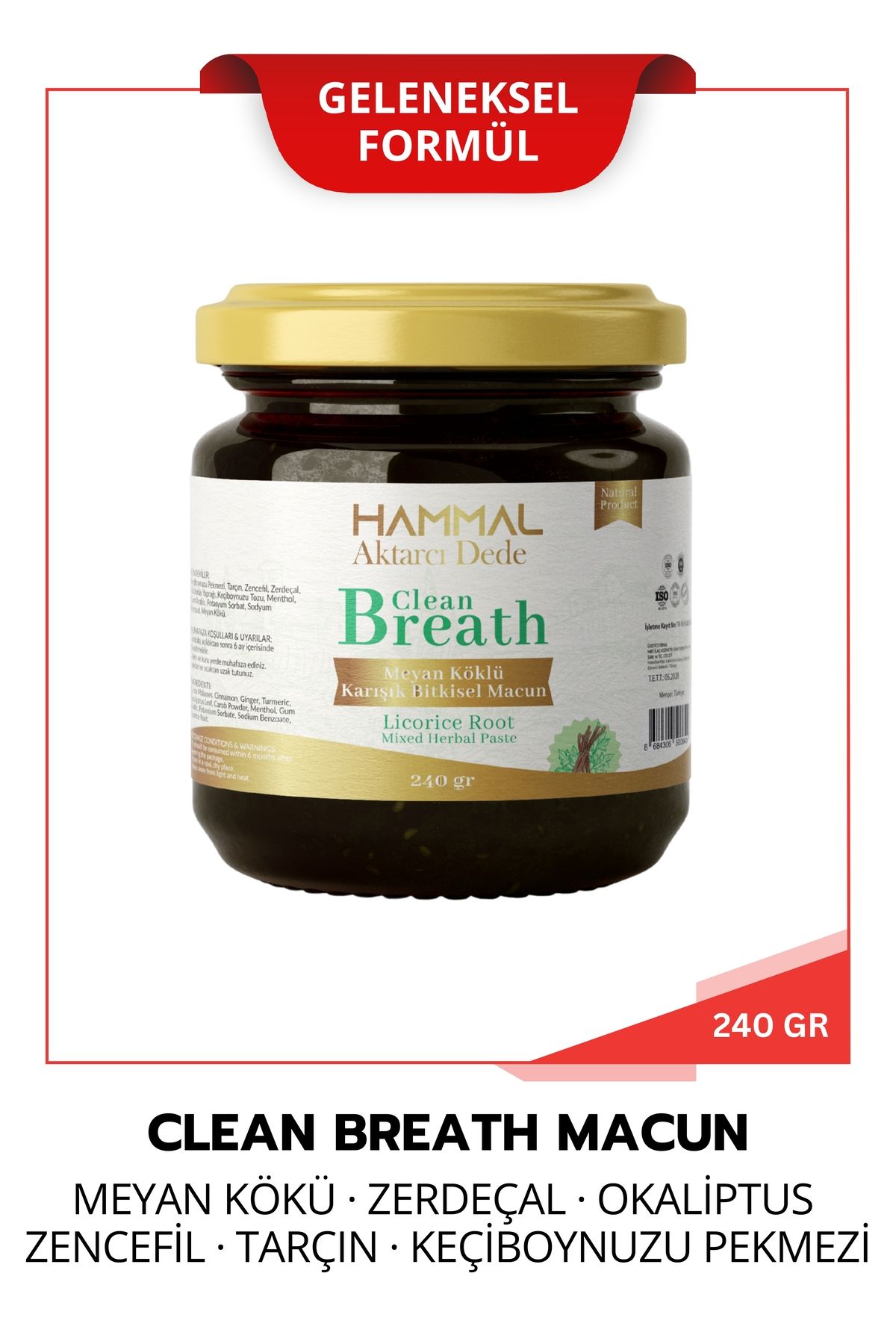 Clean Breath Meyan Köklü Karışık Bitkisel Macun - Geleneksel Doğal İçerikli Formül
