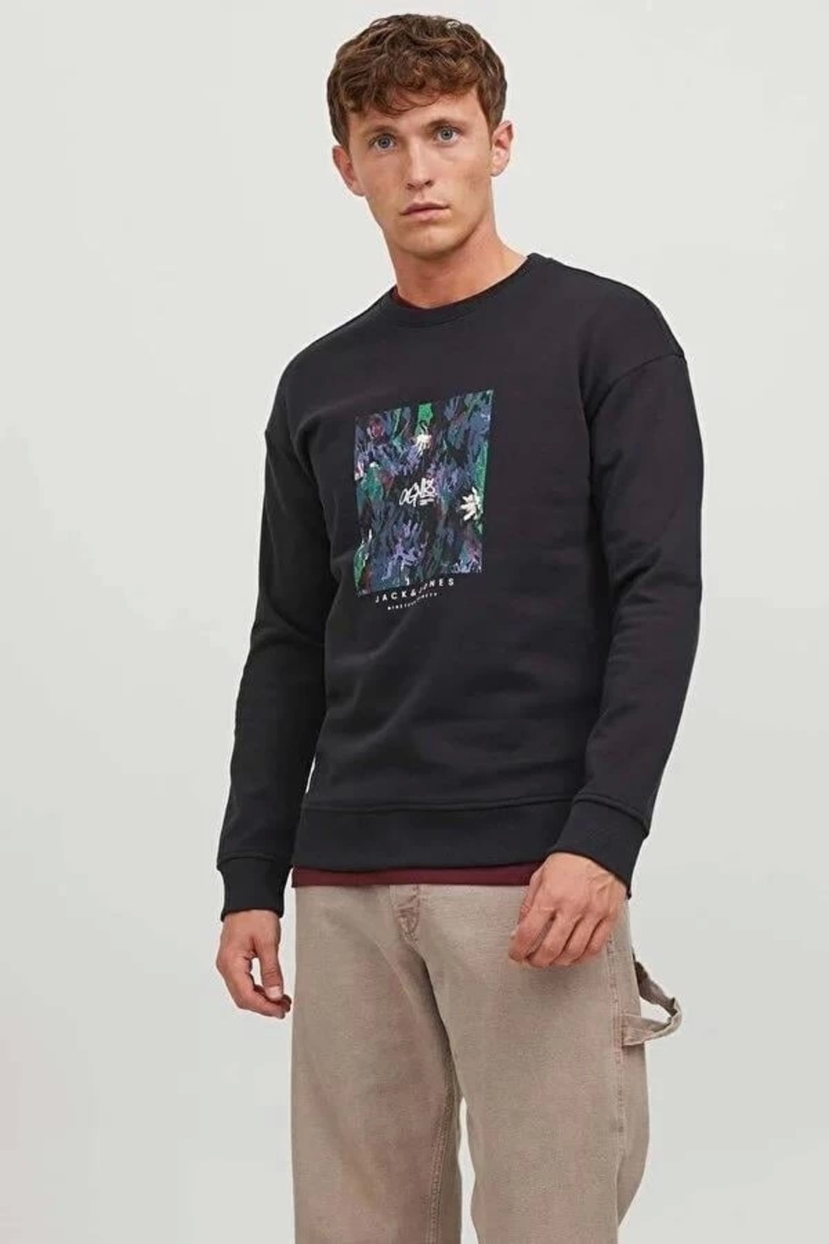 Lale Moda Bisiklet Yaka Baskılı Sweatshirt
