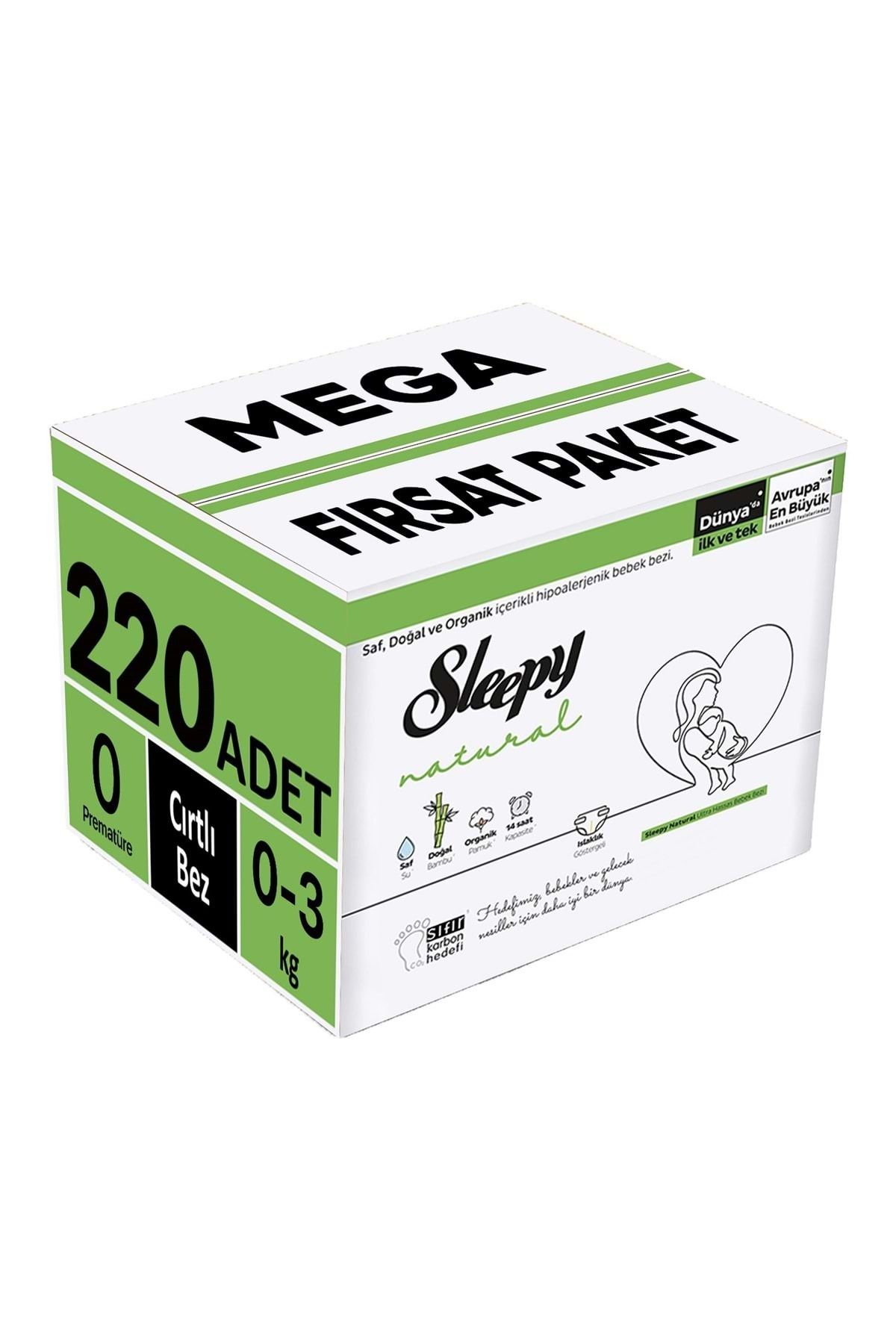 Sleepy Bebek Bezi Natural Beden:0 (0-3KG) Prematüre 220 Adet Mega Fırsat Pk