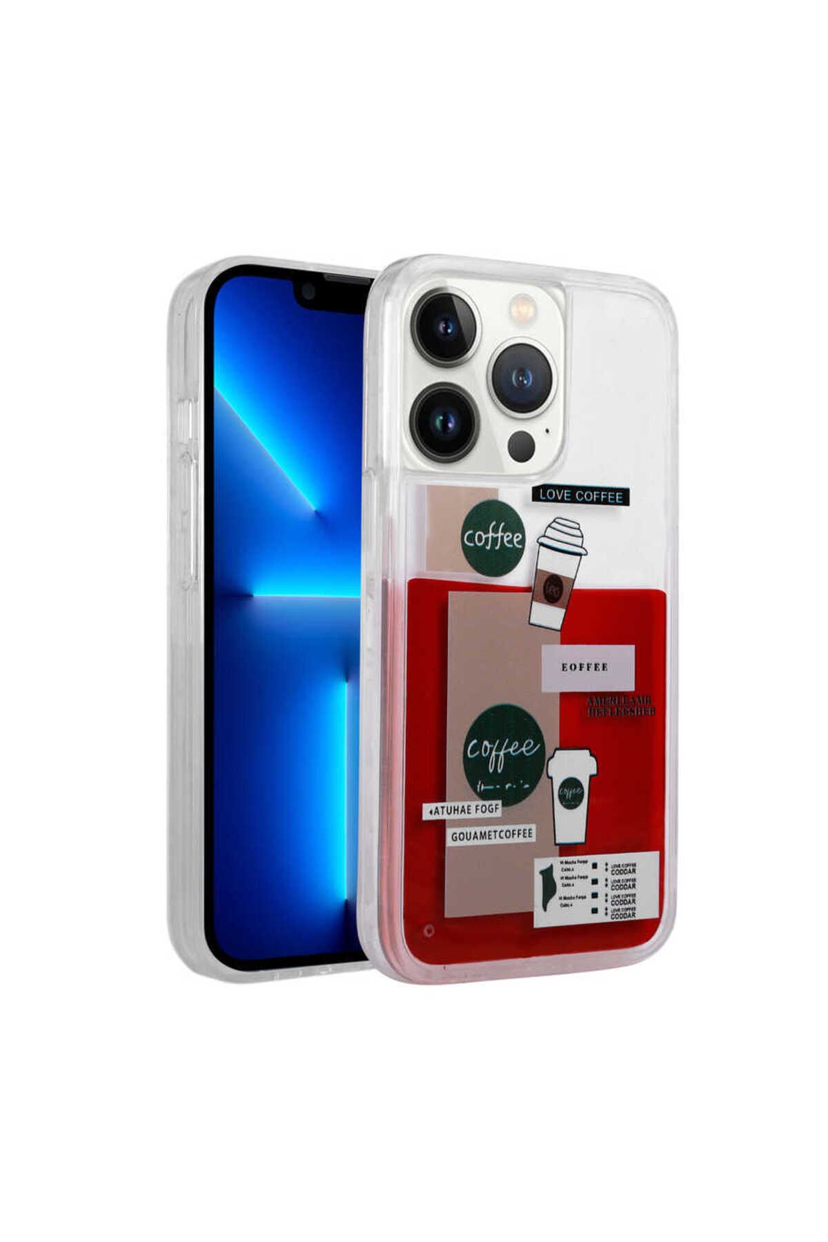 Teleplus iPhone 14 Pro Kılıf Sıvı Desenli Drink Kapak