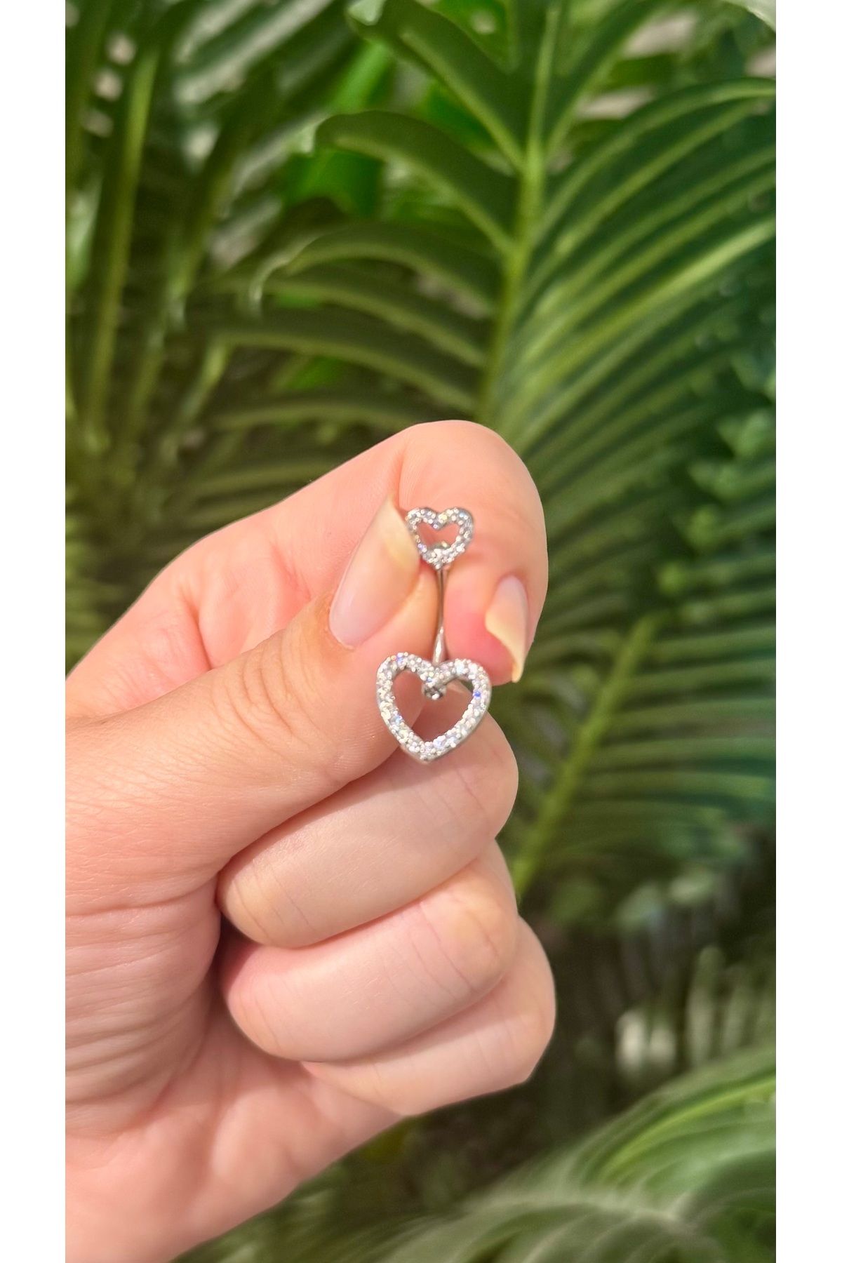 alysa jewelry Cerrahi Çelik çift kalp göbek Piercing