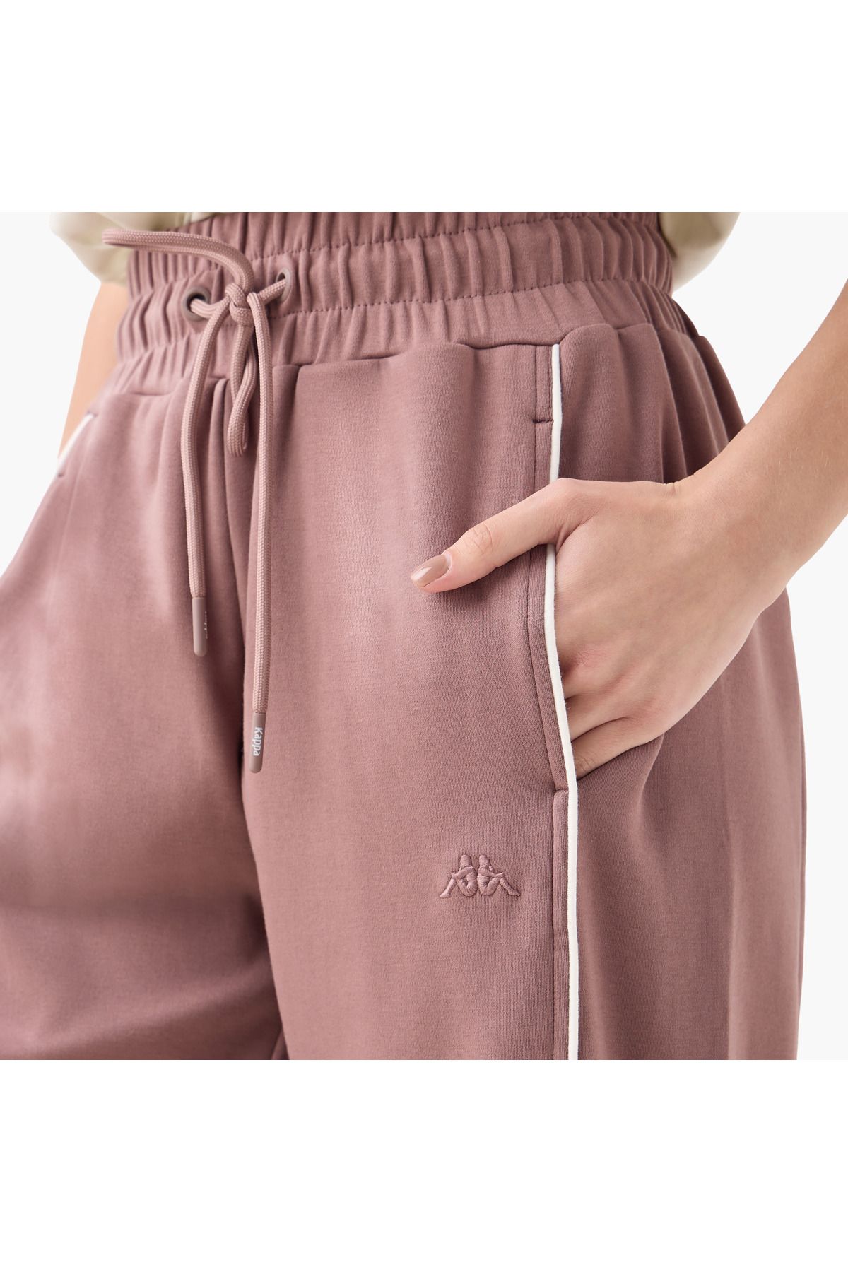 Kappa-Contrast Piping Detail Joggers with Drawstring Closure 4