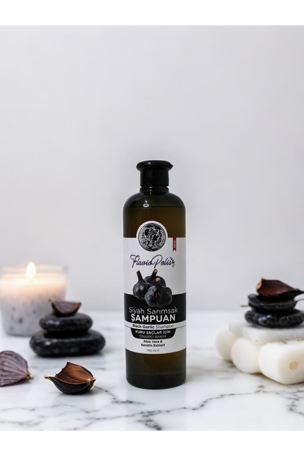 FLAVİOPOLİS FlavioPolis 700ml Siyah Sarımsak Kuru Saçlar İçin Onarıcı Bakım Şampuanı