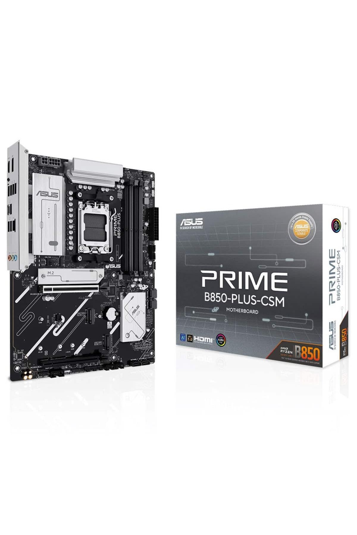 ASUS PRIME B850-PLUS-CSM AMD B850 AM5 DDR5 8000 DP HDMI 3x M2 USB3.2 AURA RGB