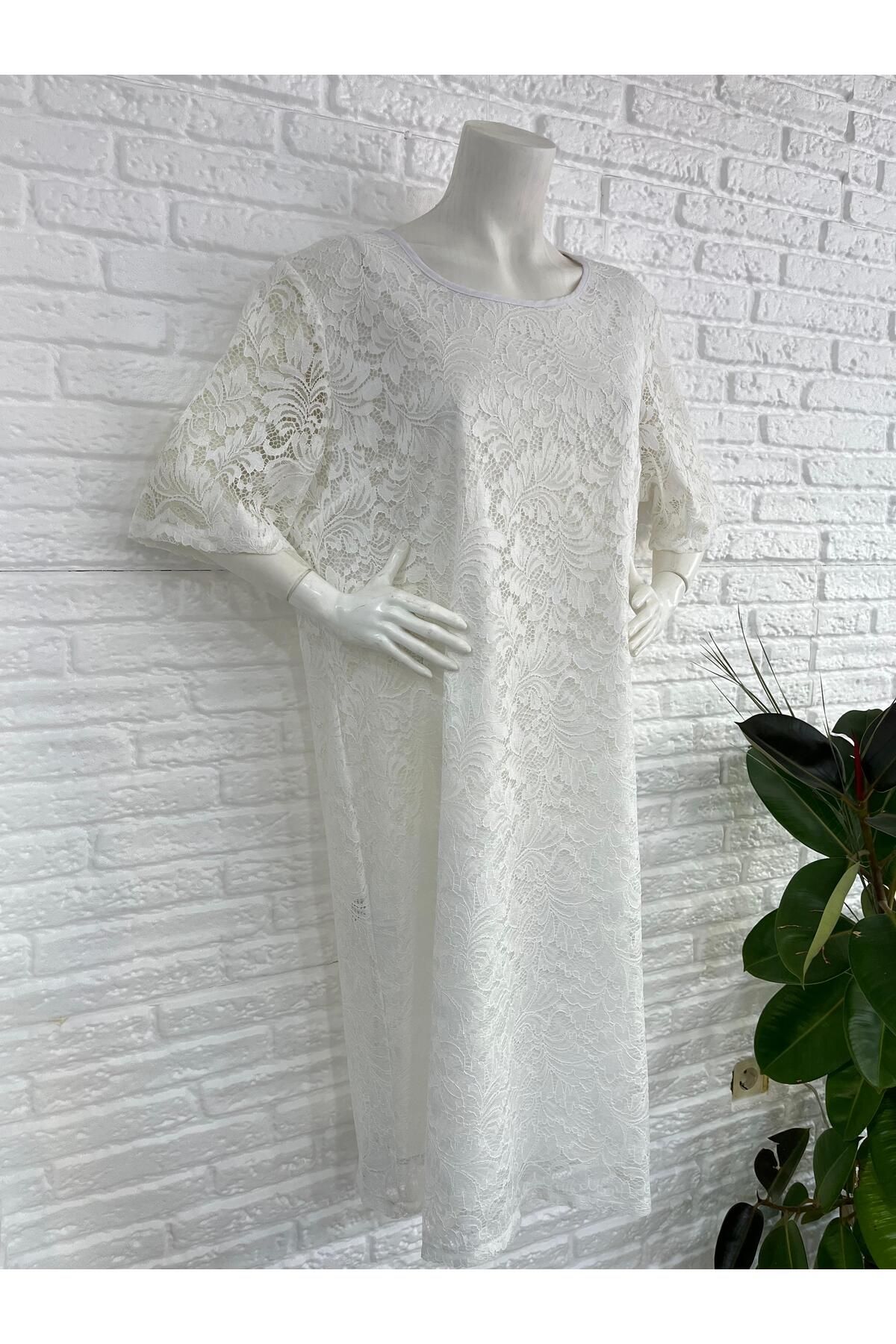 Butik Eylül ,Büyük Beden Nikah Elbisesi,Brode Kumaş,Beyaz