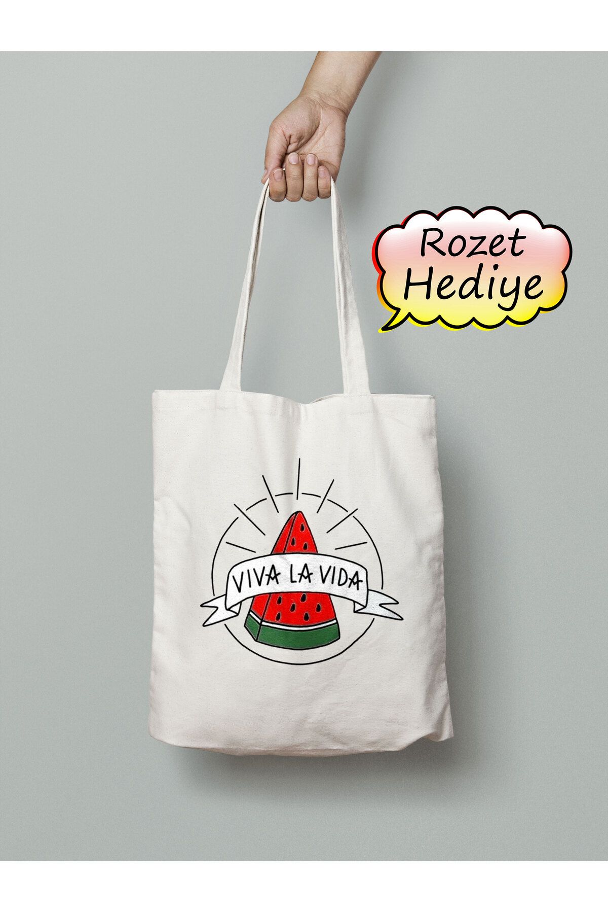 Akumastik Twinkling Watermelon Viva La Vida Karpuz Bez Çanta 35x40cm - Kdrama - Rozet Hediyeli