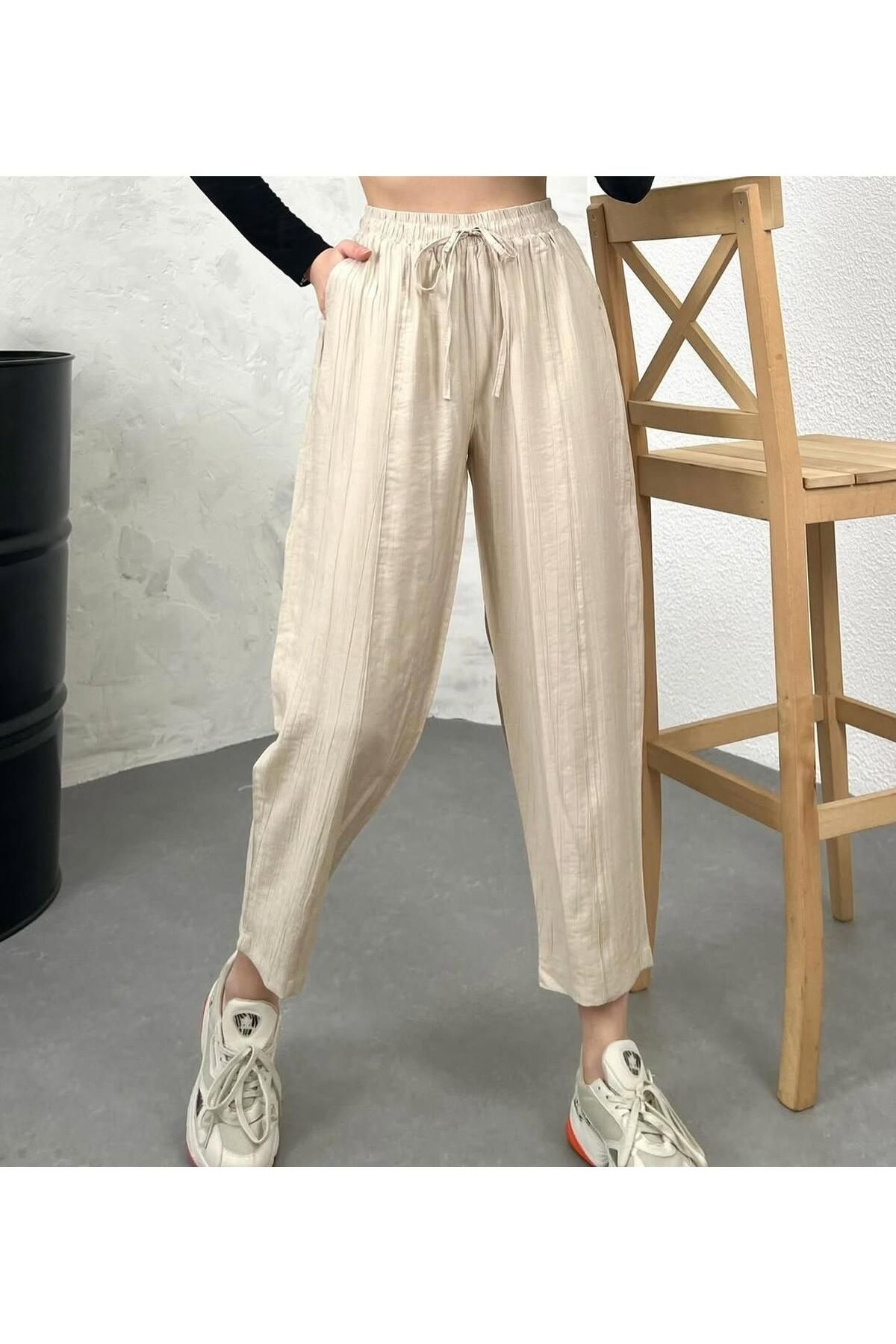 FEMİNEER.com KREM ŞALVAR PANTALON