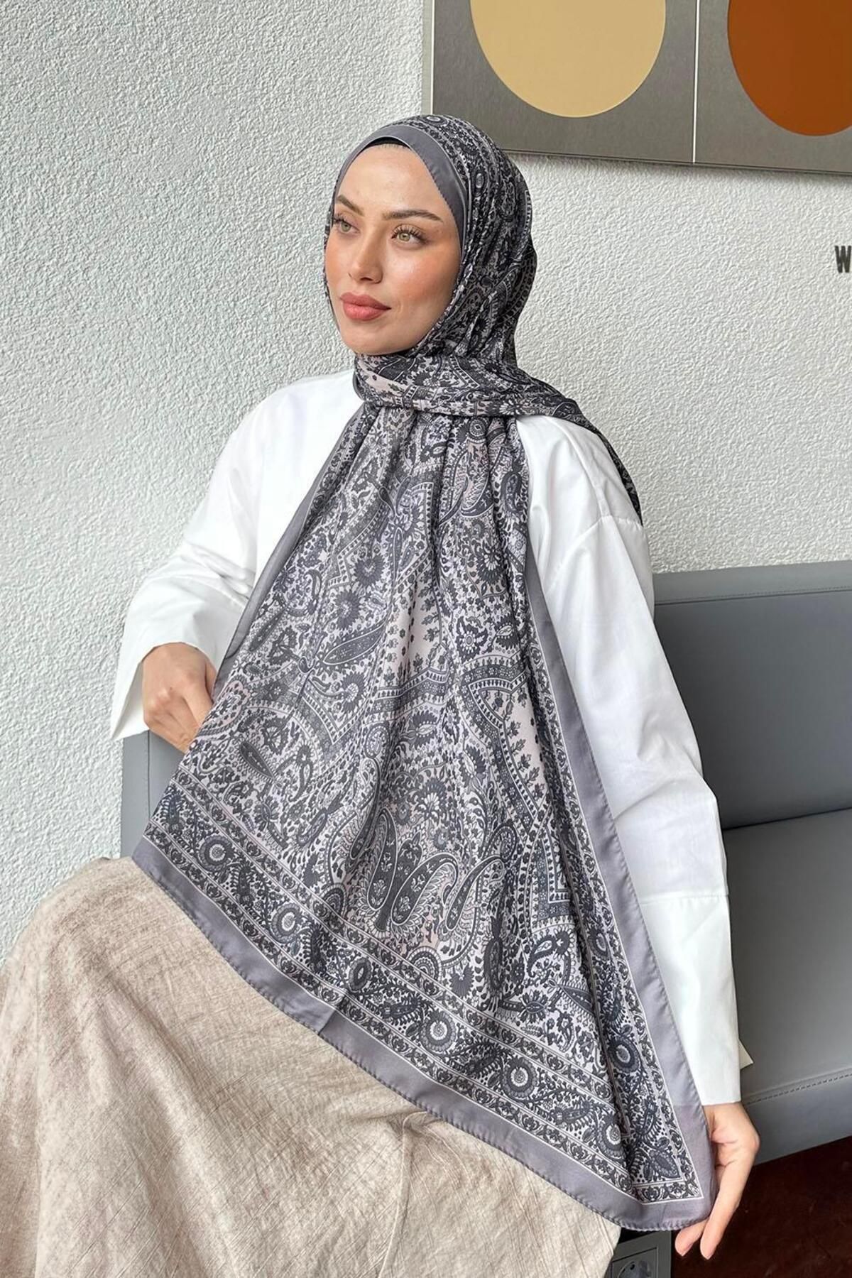 lamelif-Retro Pattern Soft Shawl Smoked 3