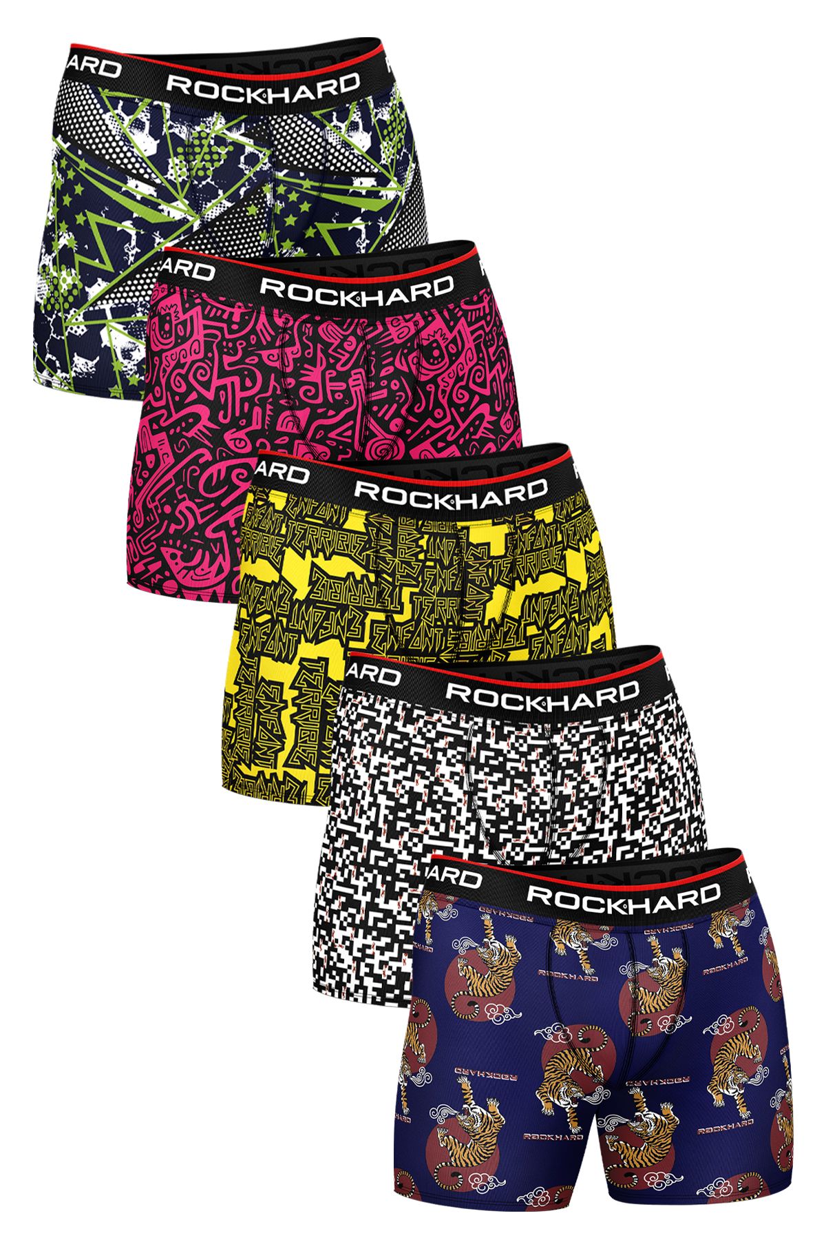 rockhard Erkek Basklı Pamuklu Boxer 5'li Paket