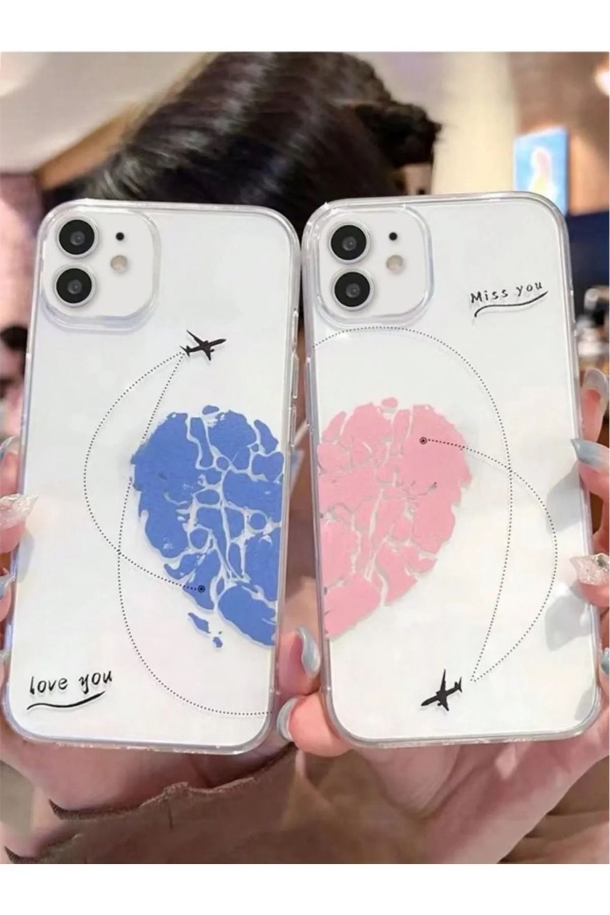 LUXKLAS iphone 11 kalp baskılı eş kılıf [2 adet set halinde ]