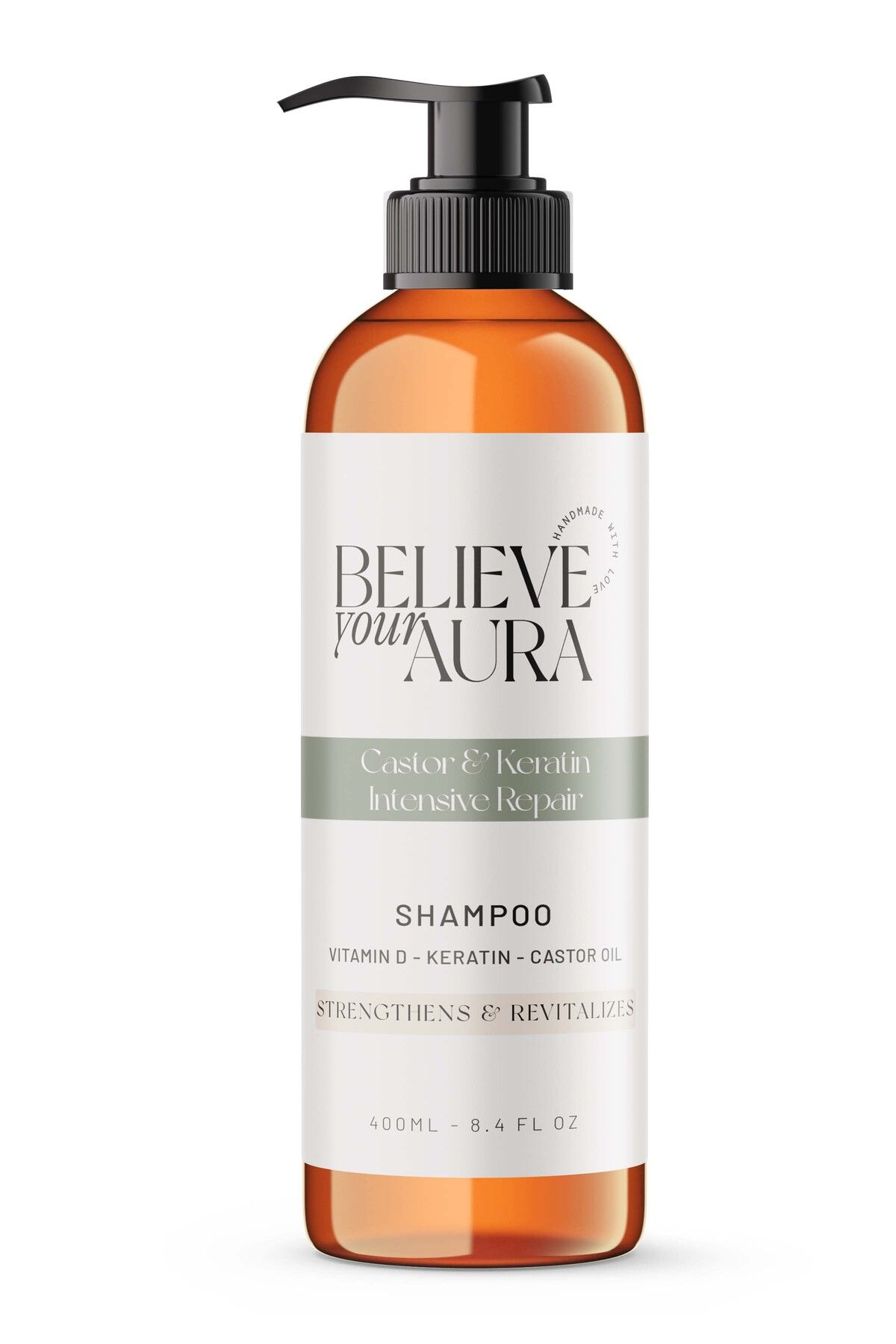 Believe Your Aura Hint Yağı Şampuanı - D Vitamini Keratin Güçlendirici Canlandırıcı Doğal Saç Bakım Şampuanı - 400 ml