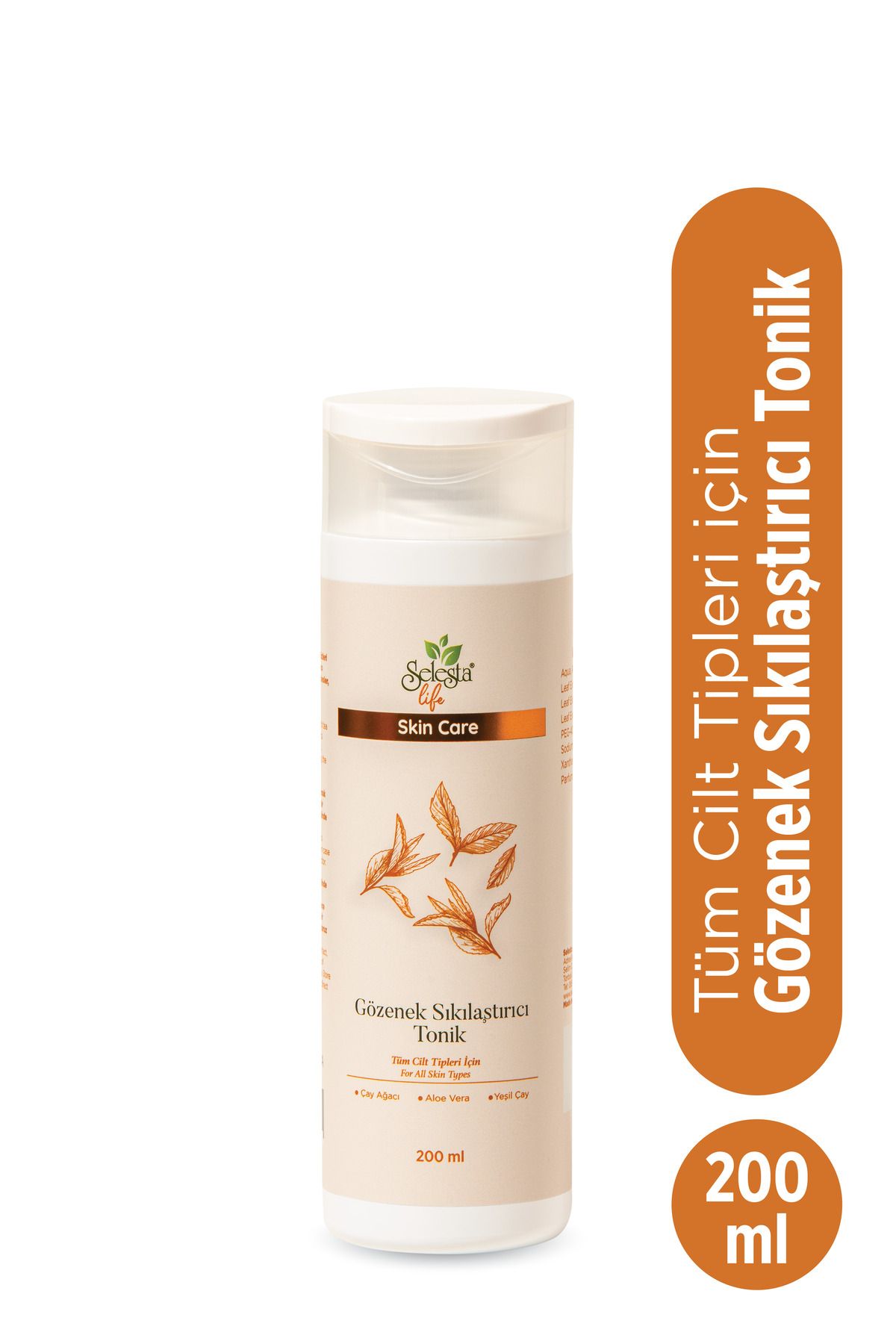 Selesta Life Çay Ağacı Yağı, Yeşil Çay ve Aloe vera Gözenek Sıkılaştırıcı Yüz Toniği 200 ml
