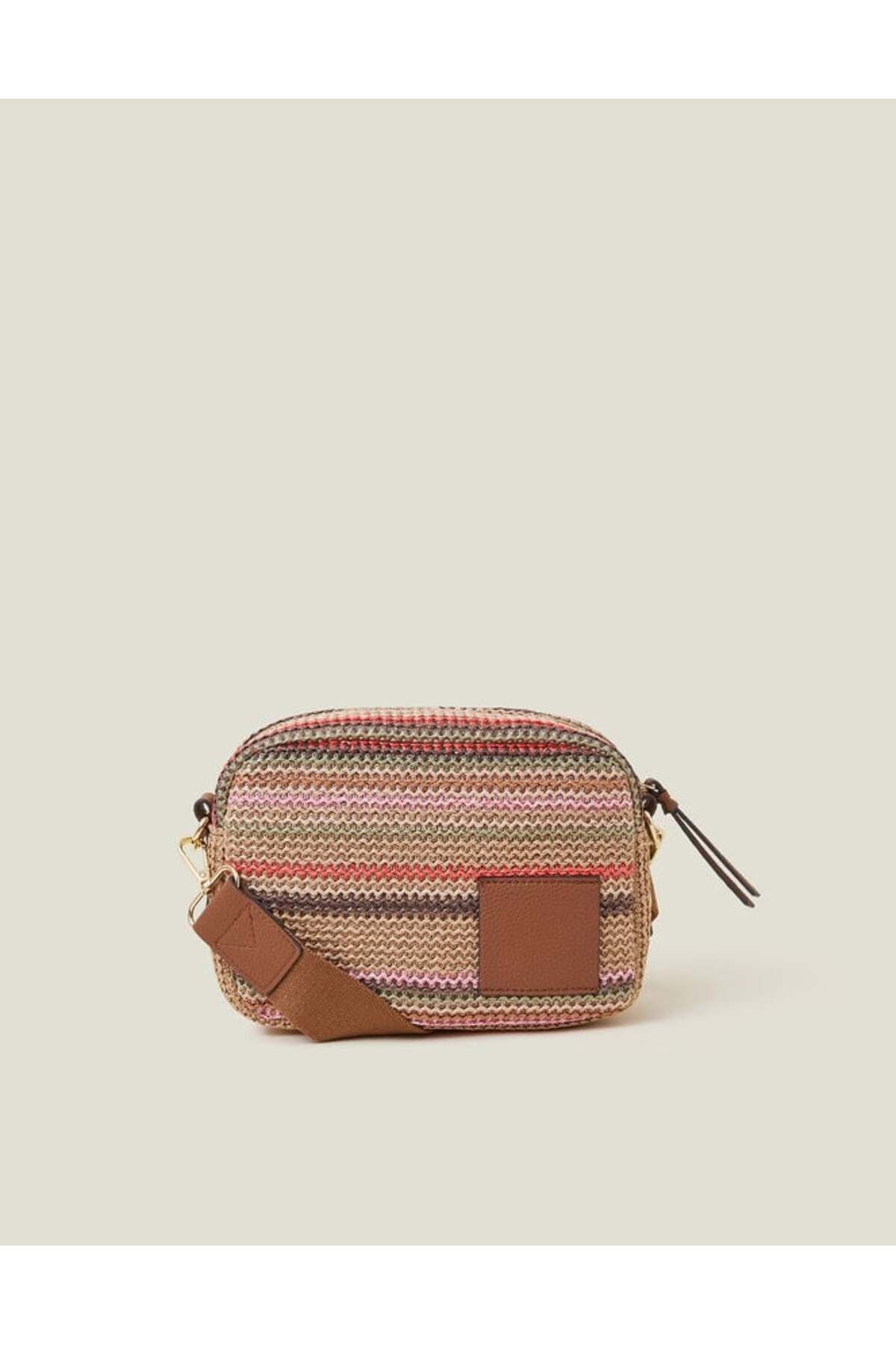 Accessorize Küçük Çizgili Raffia Çapraz Çanta