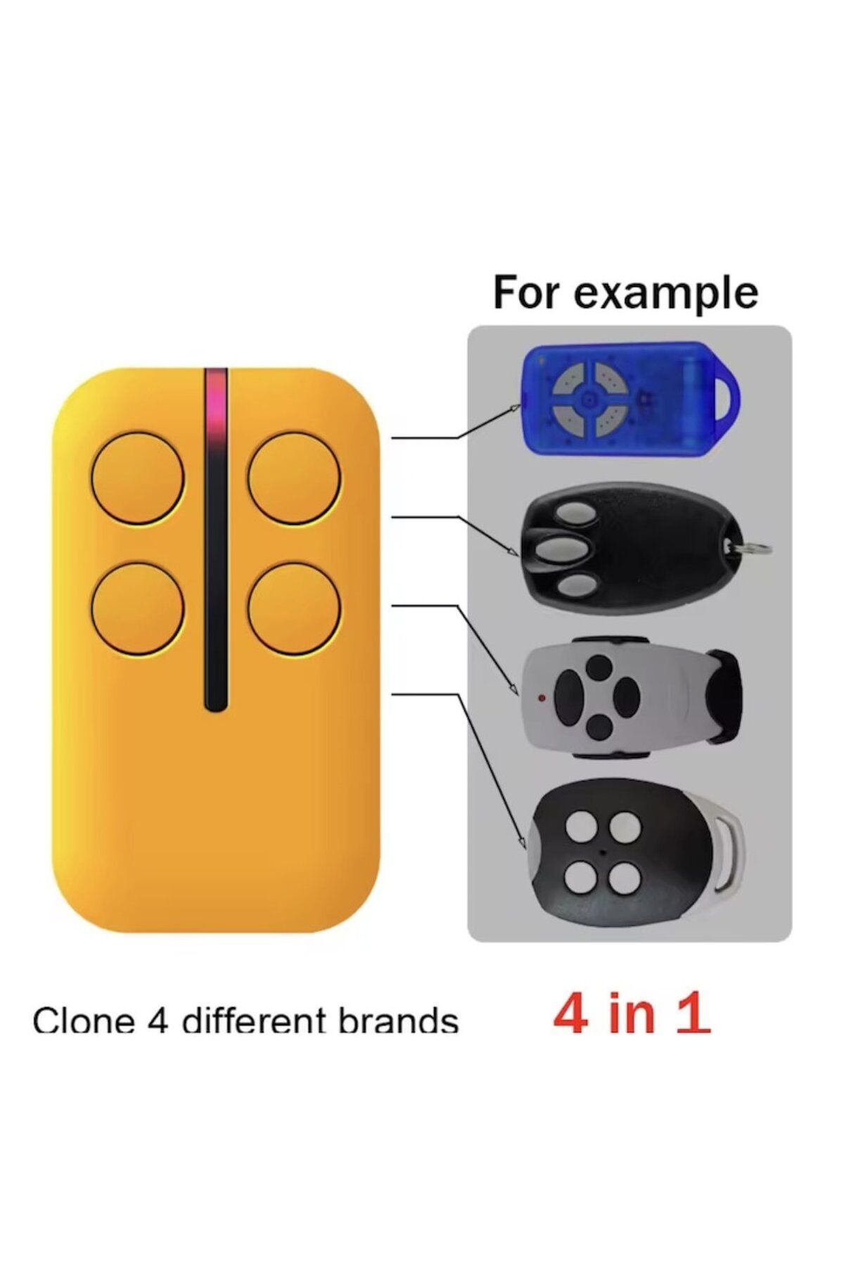 OEM-Universal Remote Control for Gates and Barriers with 4 Buttons, Mbong®, 280-868Mhz, Auto Scan, Yell 3