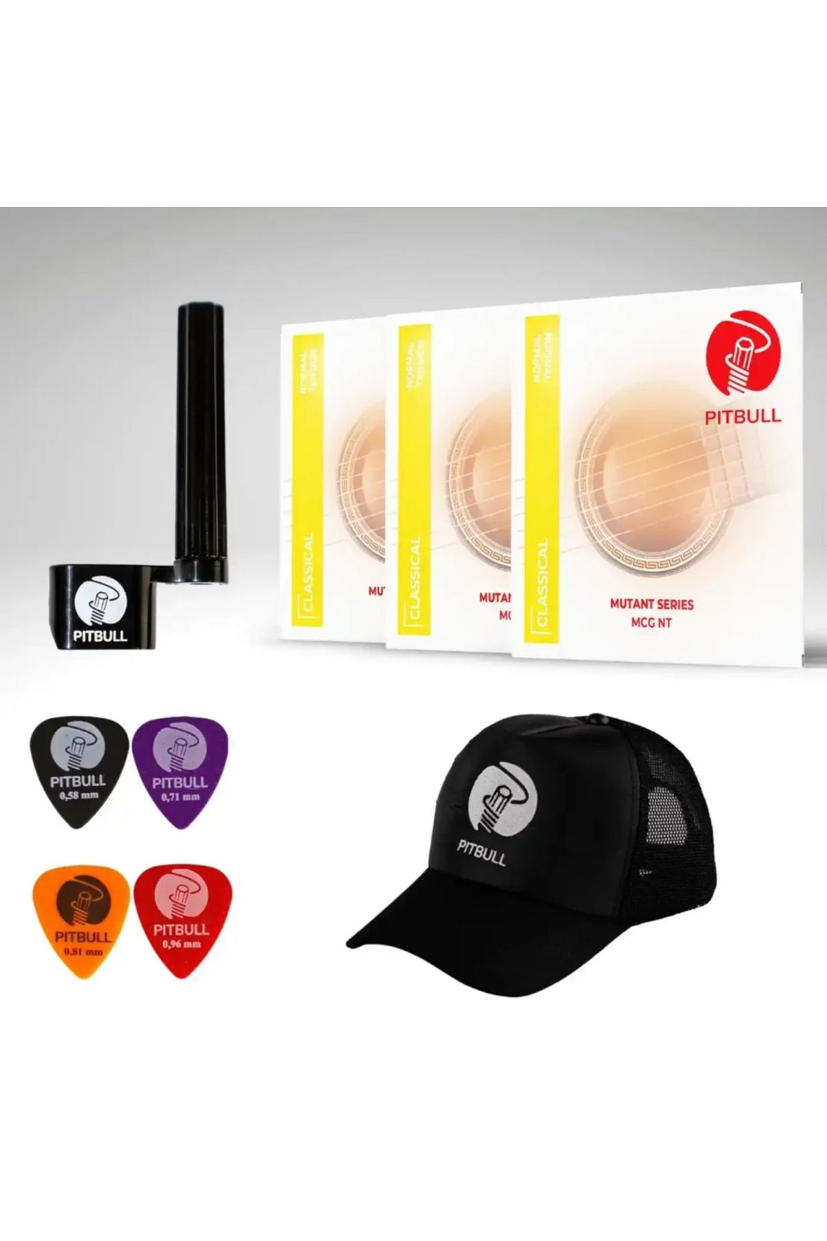 Pitbull Strings-Mutant Series Classical Guitar String Hard Tension Mcg Nt 3P Ssc Set of 3 Hat, Picks and Strings Wizard 1