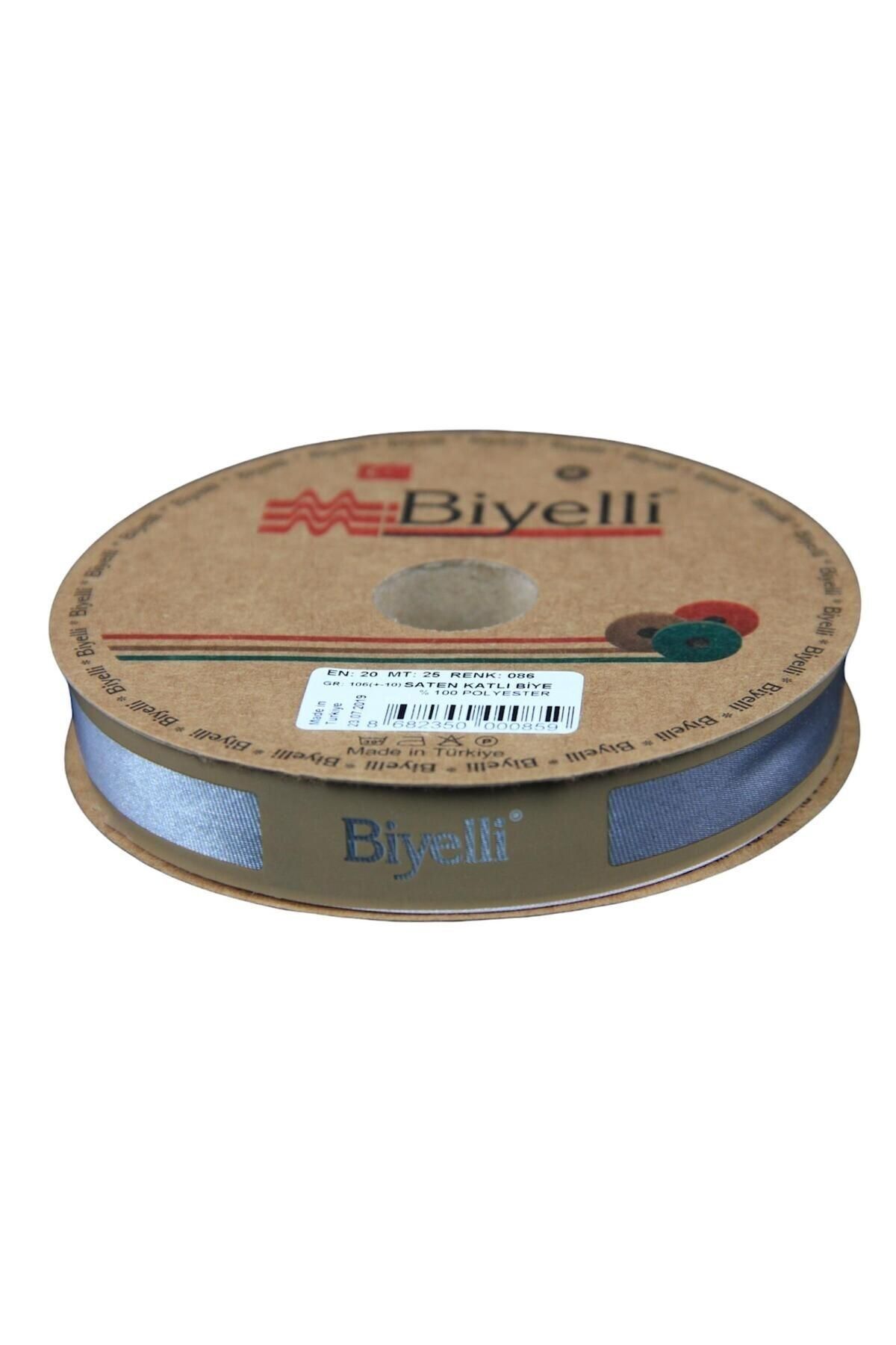 delta online Biye Saten Katlı 086 Gri 2 cm 25 Metre %100 Polyester
