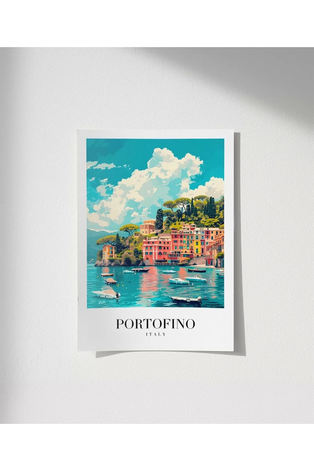 VOGLOO Çerçevesiz Poster Portofino'nun Renkli Kıyıları