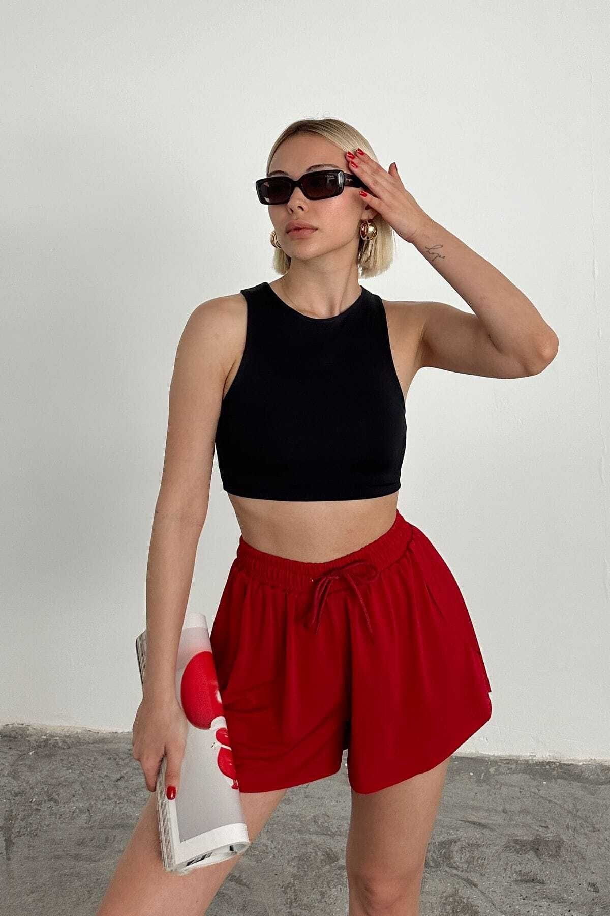 UYN SPORT Bordo Pamuk Polyester Kısa Şort