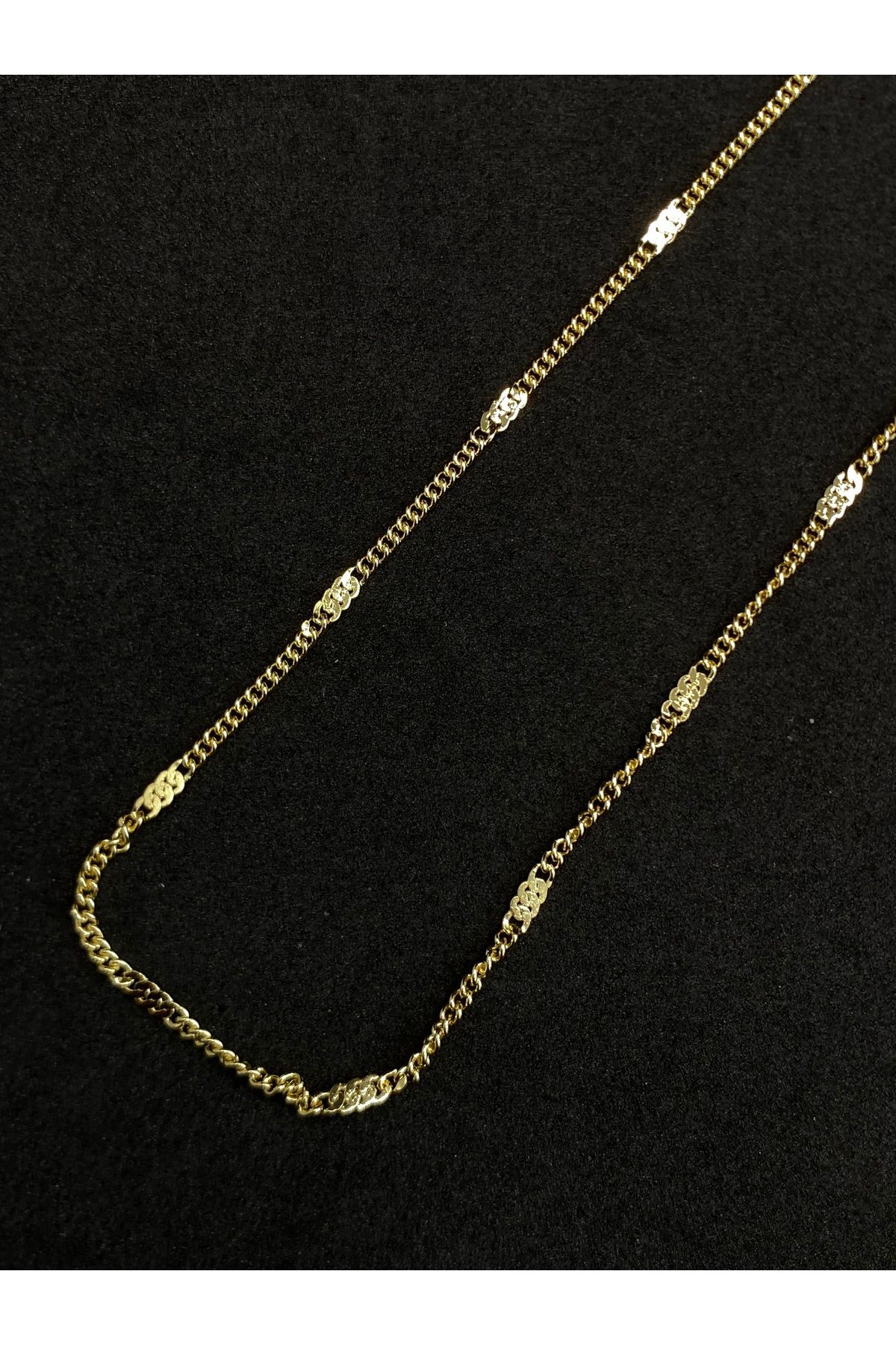 Jiji Jewelery İnce Zincir Kuyumcu Kesim Altın Renk Paslanmaz Çelik Kolye