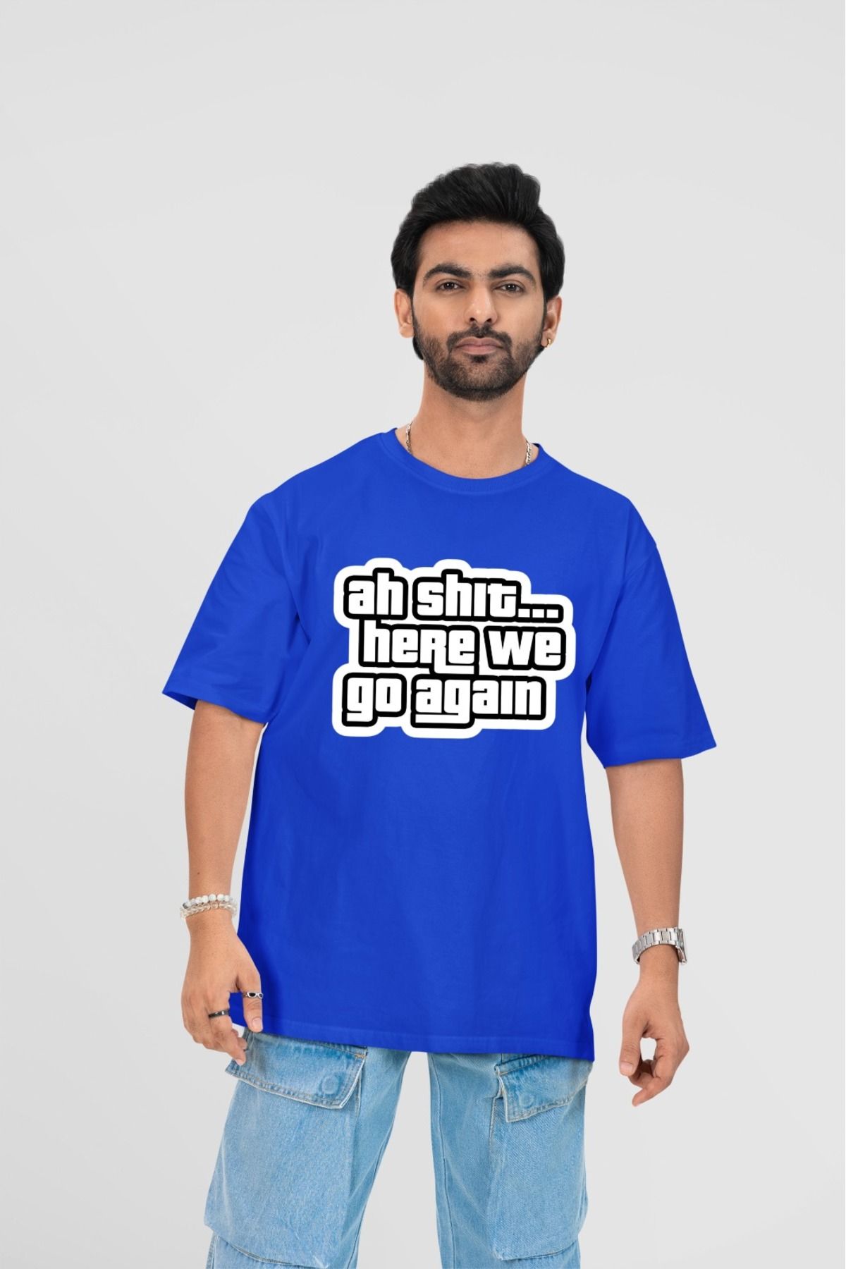 Butik ERKEK/KADIN -AH SHIT- TRANSFER BASKILI YUVARLAK YAKA KISA KOL TİŞÖRT