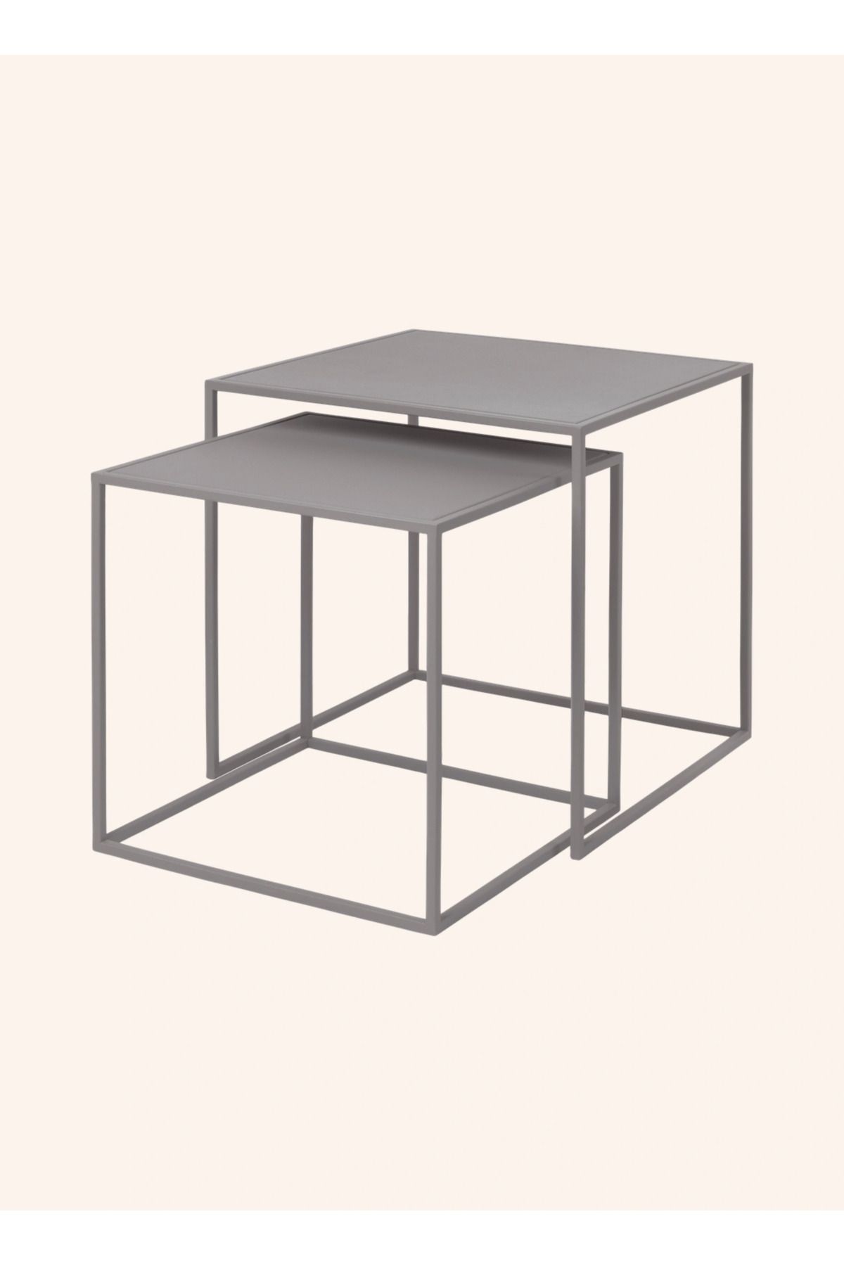 Blomus FERA 2’li Sehpa Seti 40x40 cm Mat Gri Çelik Modern İç Mekan Kare Tasarım