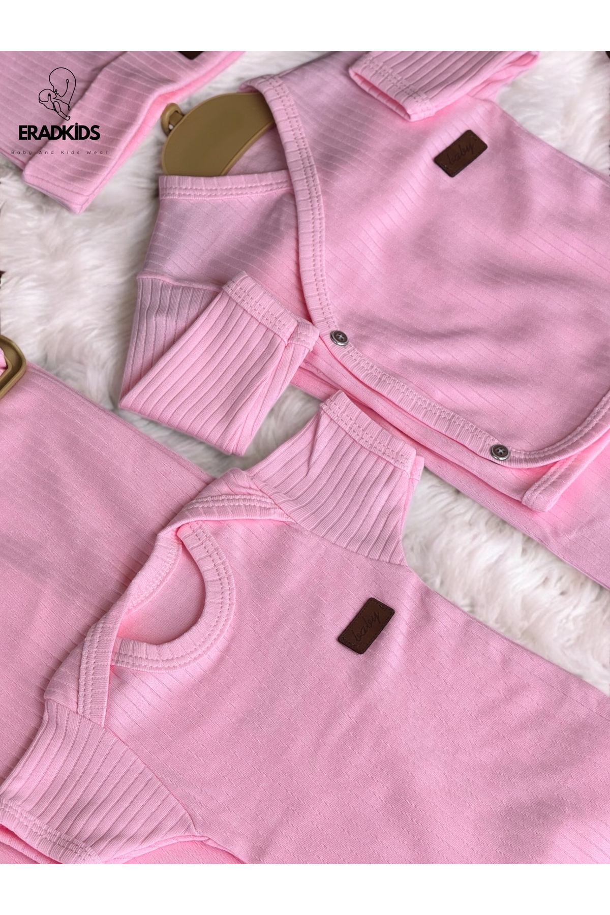 eradkids 7'li Kız Bebek Pamuklu Hastane Çıkış Seti / Yenidoğan Kız Bebek Kıyafeti/ Kız Bebek Hediyesi fotoğrafı 5 (önizleme)