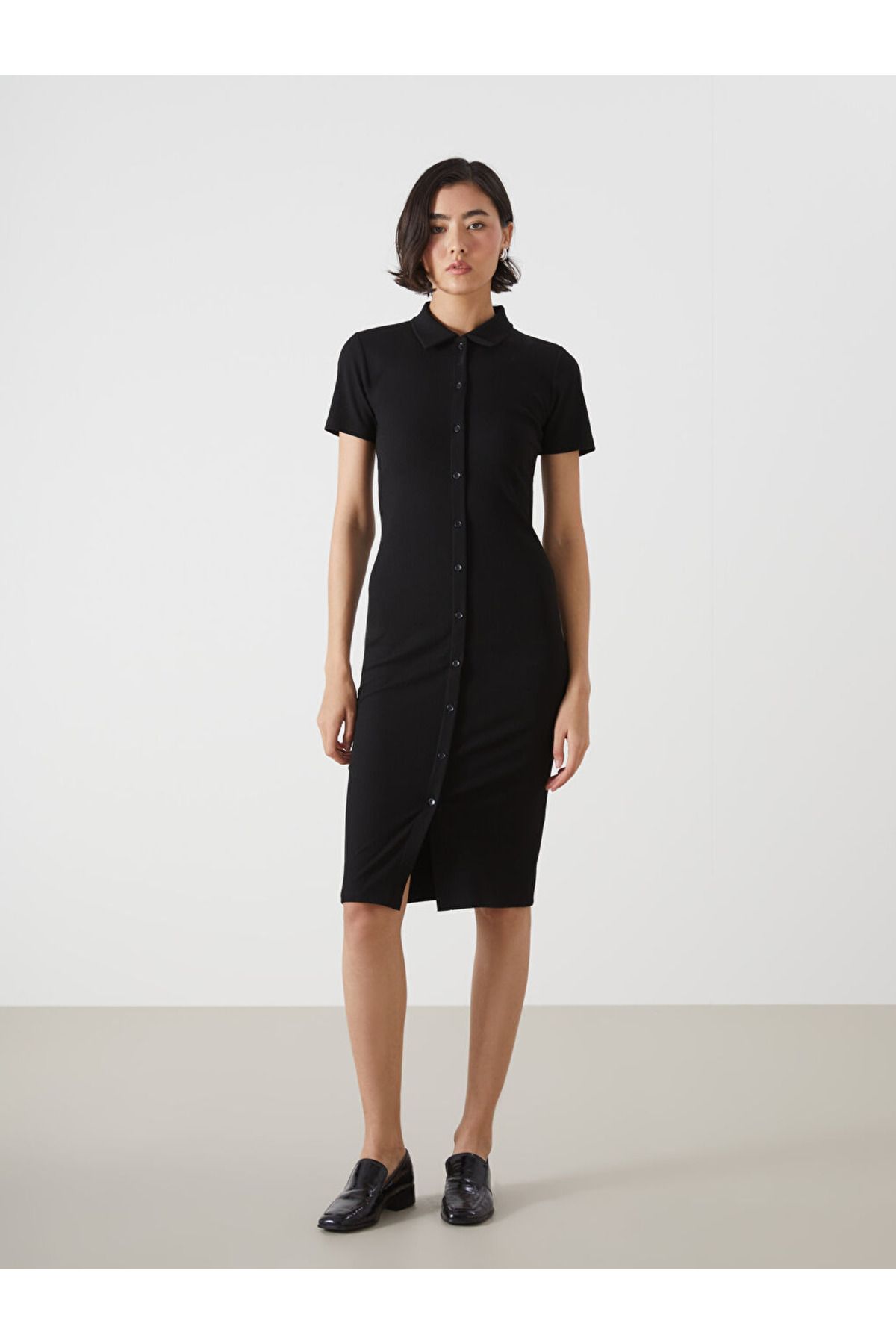 KADIN POLYESTER KUMAŞLI POLO YAKA ELBİSE