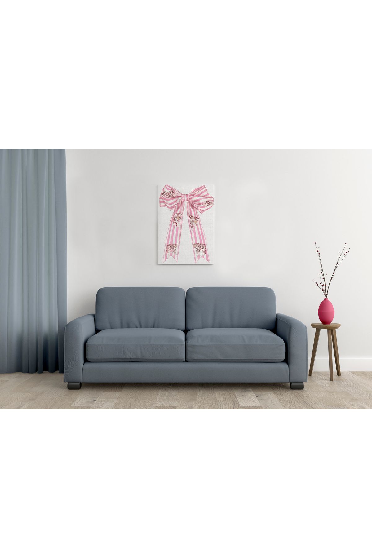 waspandhornet Pembe Kurdele ve Kaplan Desenli MDF Tablo