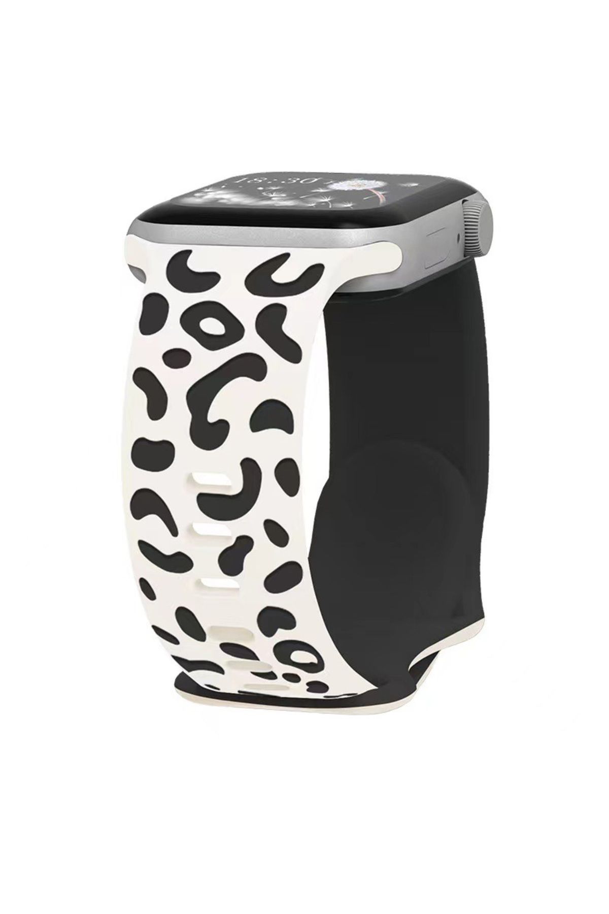 Strap U Apple Watch 3/4/5/6/7/8/9/10/se/ultra/ultra2 44mm/46mm/49mm Uyumlu Leopar Silikon Kordon Strap Kayış