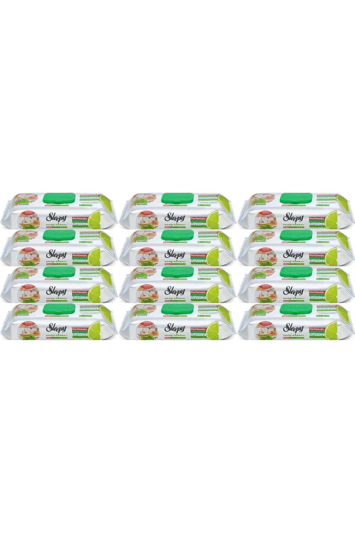 Sleepy Easy Clean Yüzey Temizlik Mutfak Havlusu-Mendili 50 Yaprak Bergomot Yağlı (12Li Set) 600Yprk